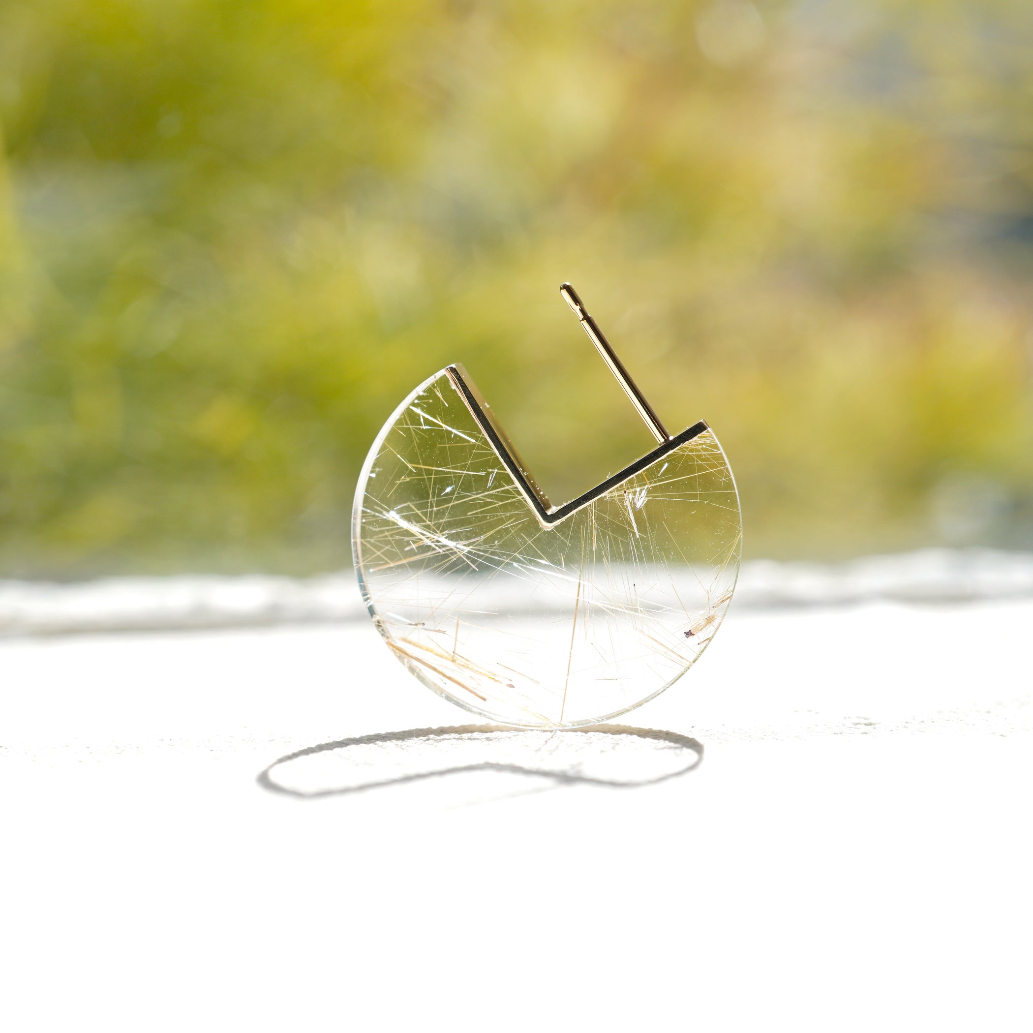 SLICE MINI EARRING SINGLE RUTILQUARTZ#3399