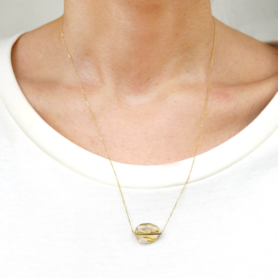 BAND NECKLACE RUTILELATED QUARTZ #2721