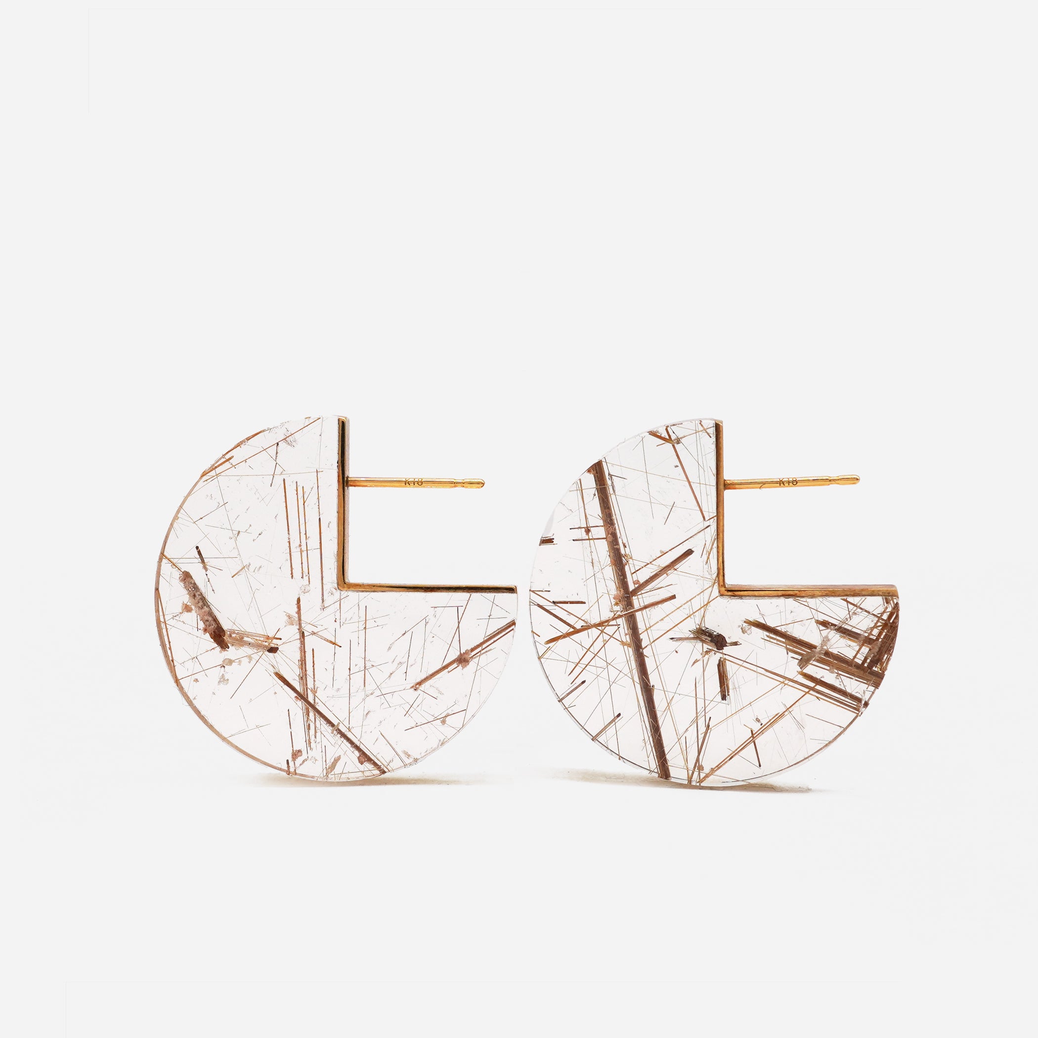 SLICE EARRINGS PAIR RUTILELATED QUARTZ #2752