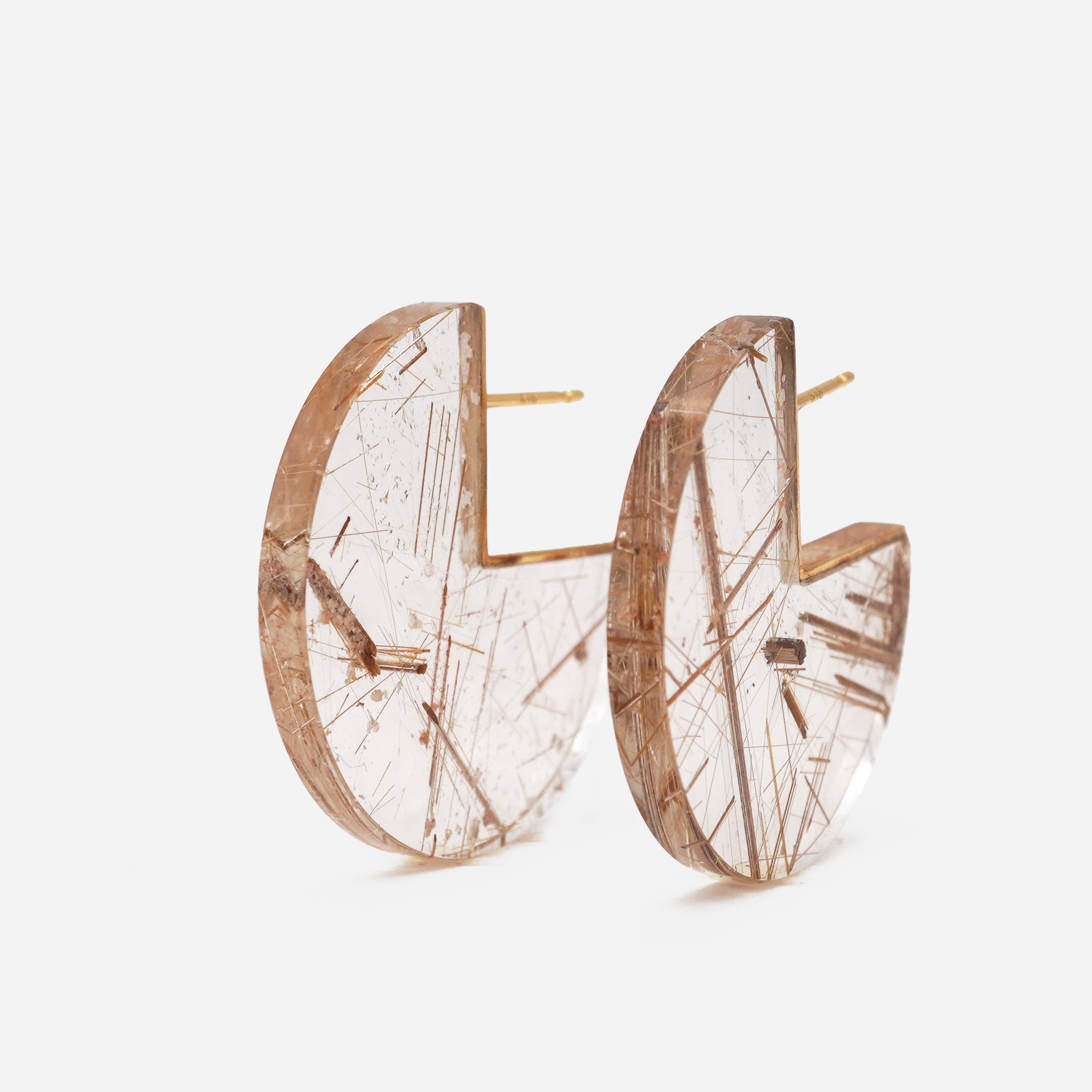 SLICE EARRINGS PAIR RUTILELATED QUARTZ #2752