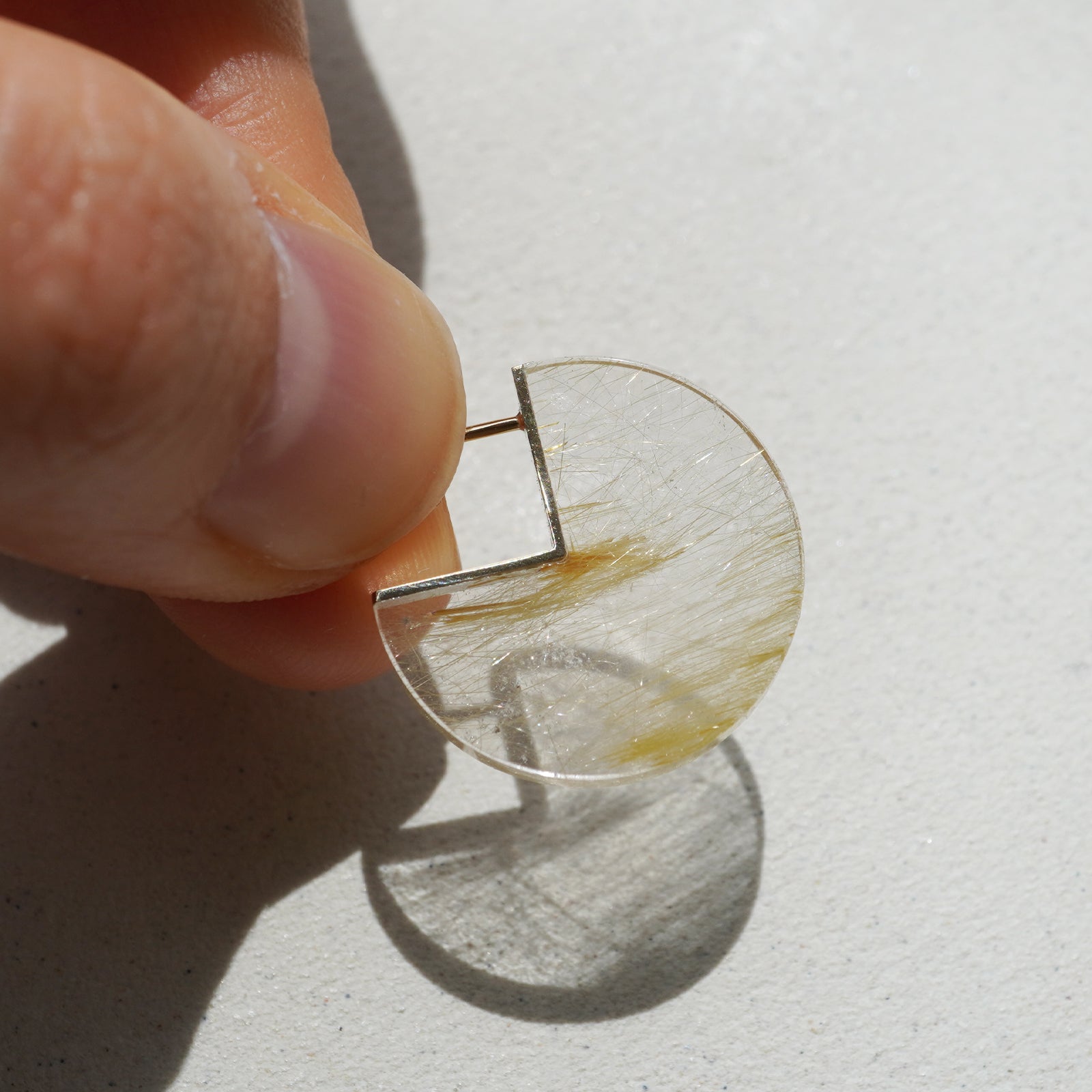 SLICE MINI EARRINGS SINGLE RUTIL QUARTZ #4038