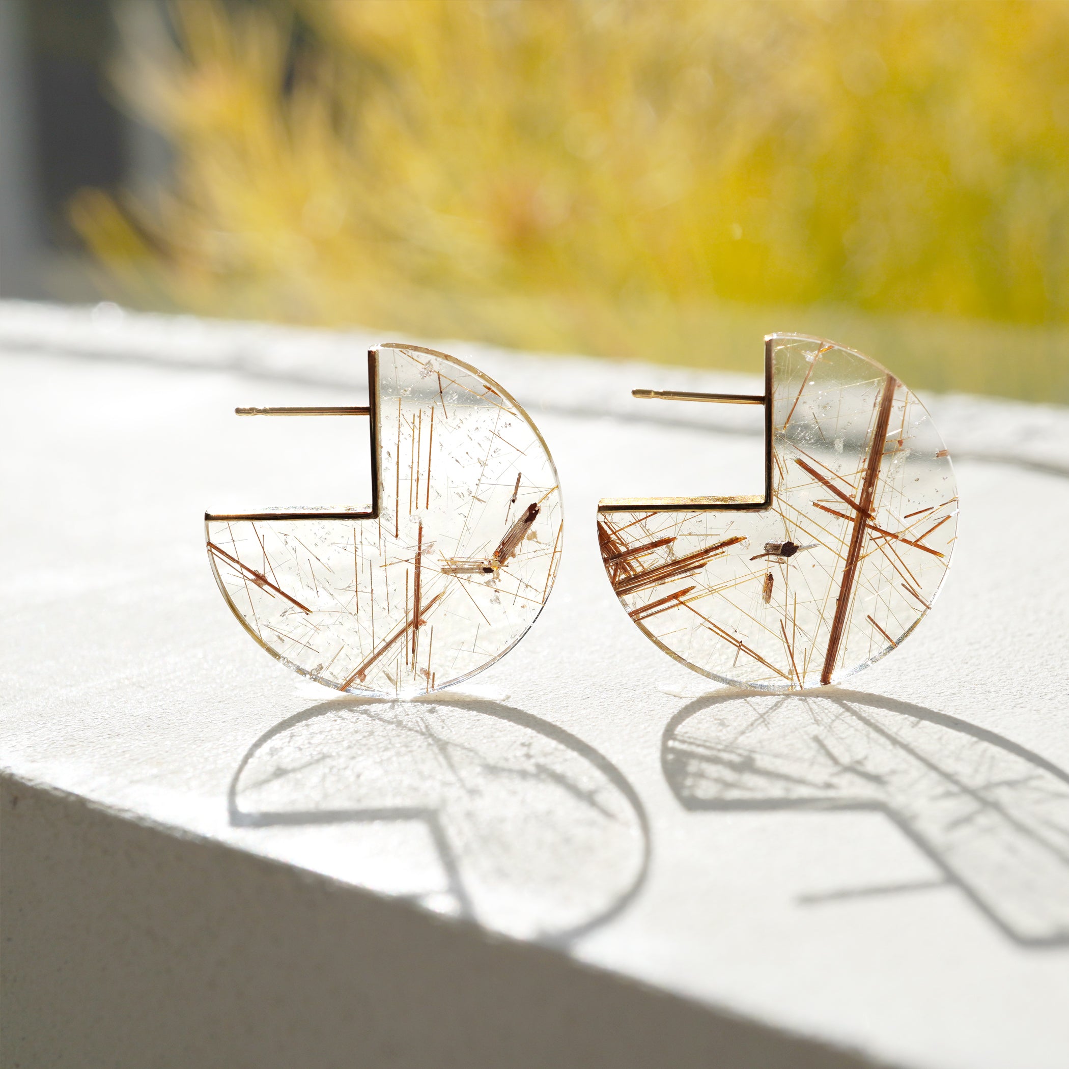 SLICE EARRINGS PAIR RUTILELATED QUARTZ #2752