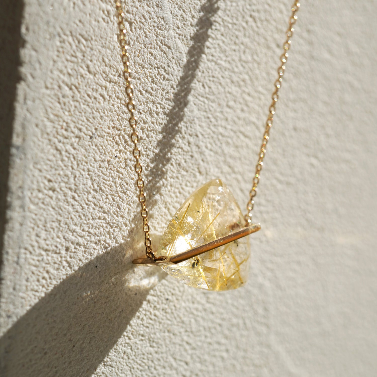 Rutilated Quartz necklace 50cm k10YG
