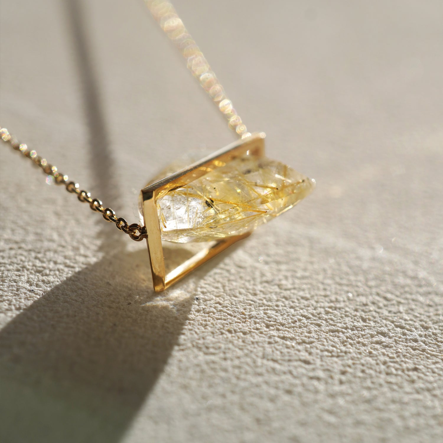 Rutilated Quartz necklace 50cm k10YG