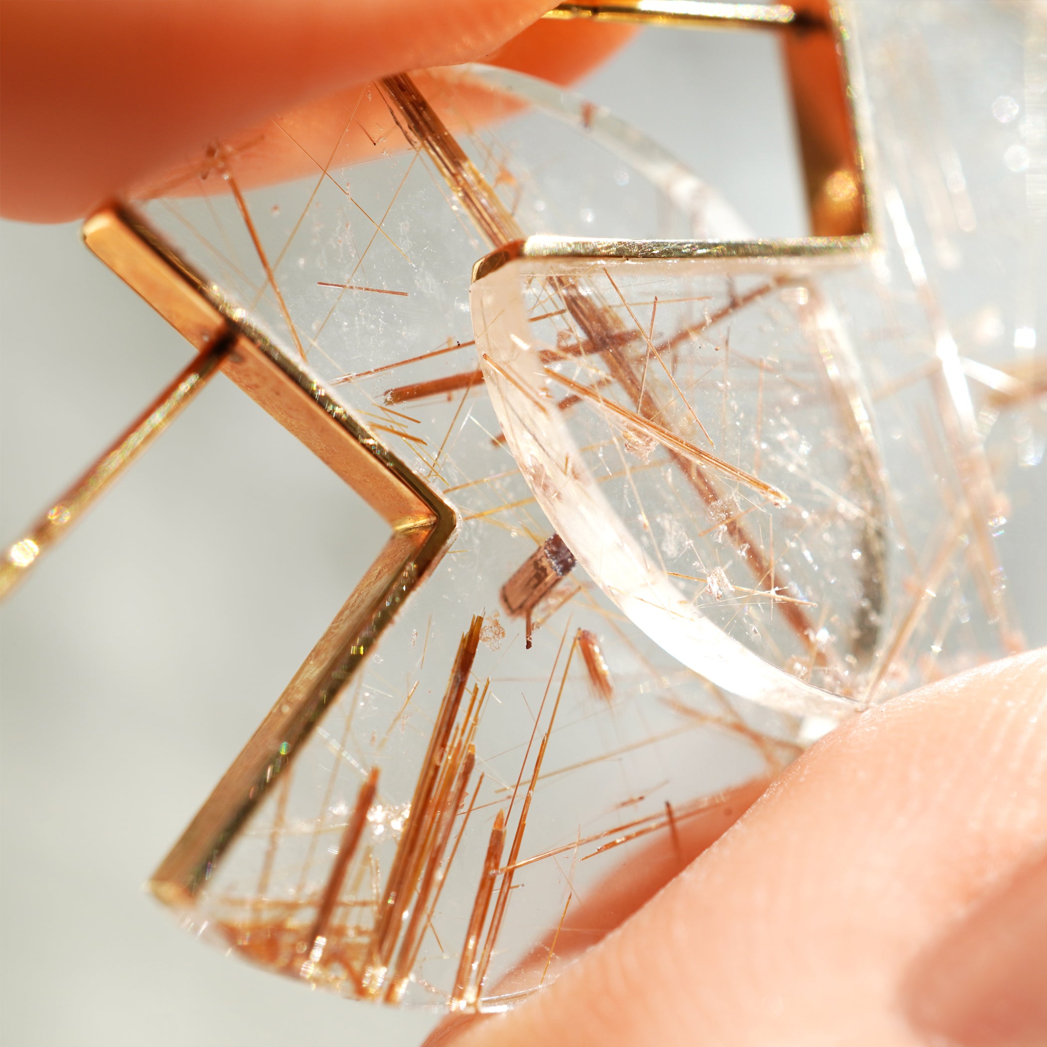 SLICE EARRINGS PAIR RUTILELATED QUARTZ #2752