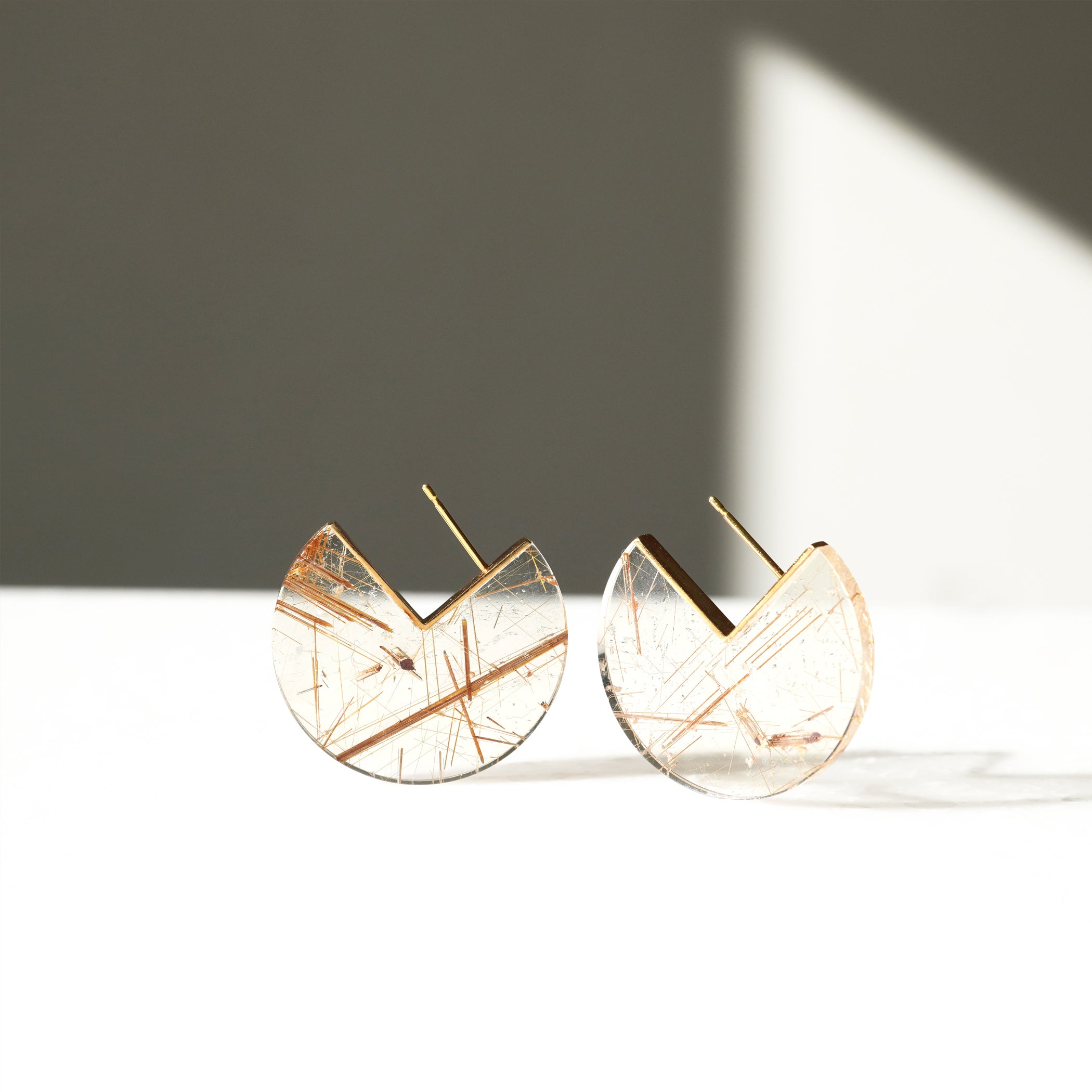 SLICE EARRINGS PAIR RUTILELATED QUARTZ #2752
