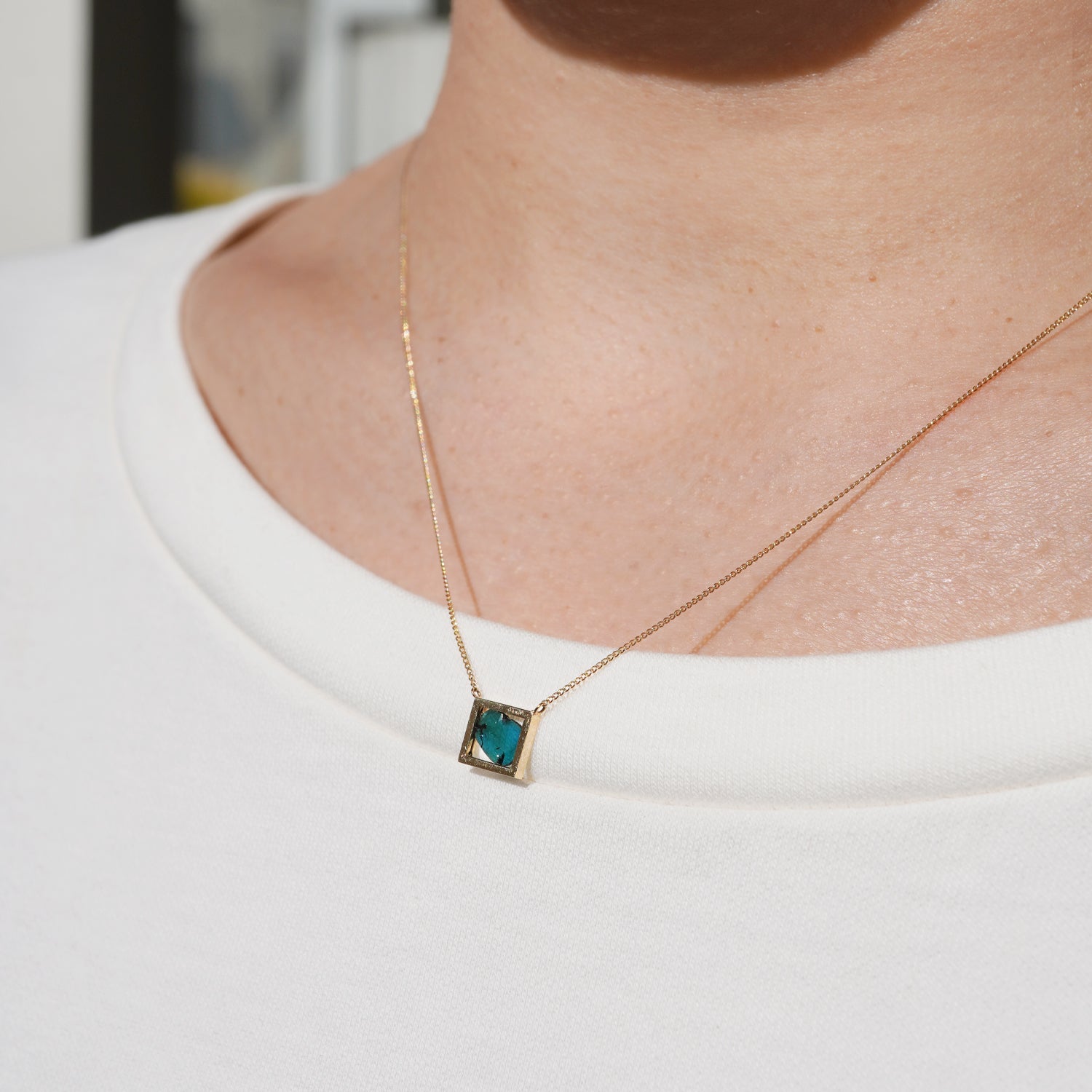 FRAME DIAMOND NECKLACE BLUE #3049