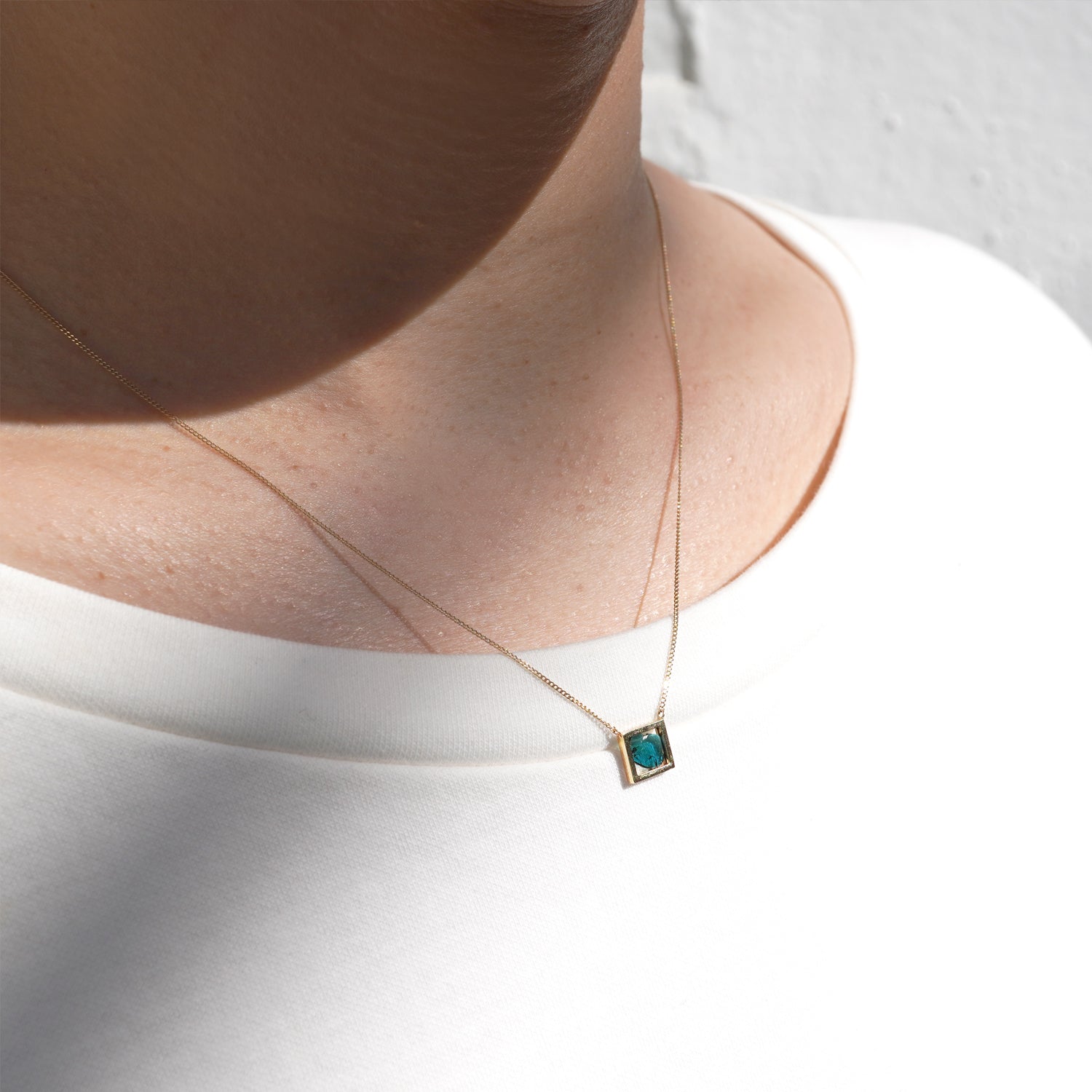 FRAME DIAMOND NECKLACE BLUE #3049