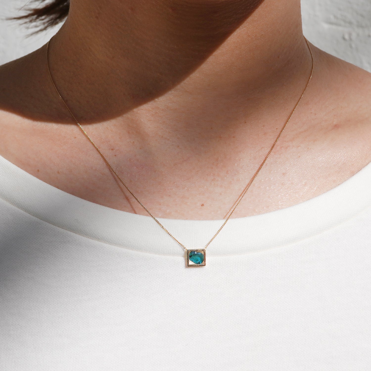 FRAME DIAMOND NECKLACE BLUE #3049