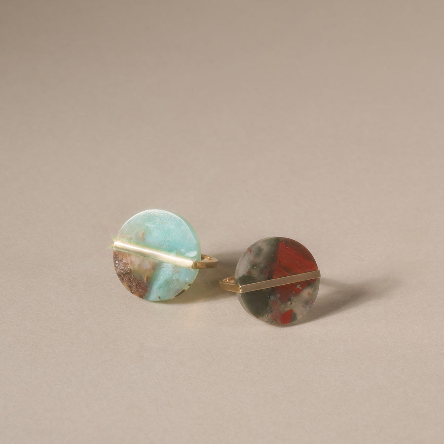 SLICE RING BLOOD STONE#3968