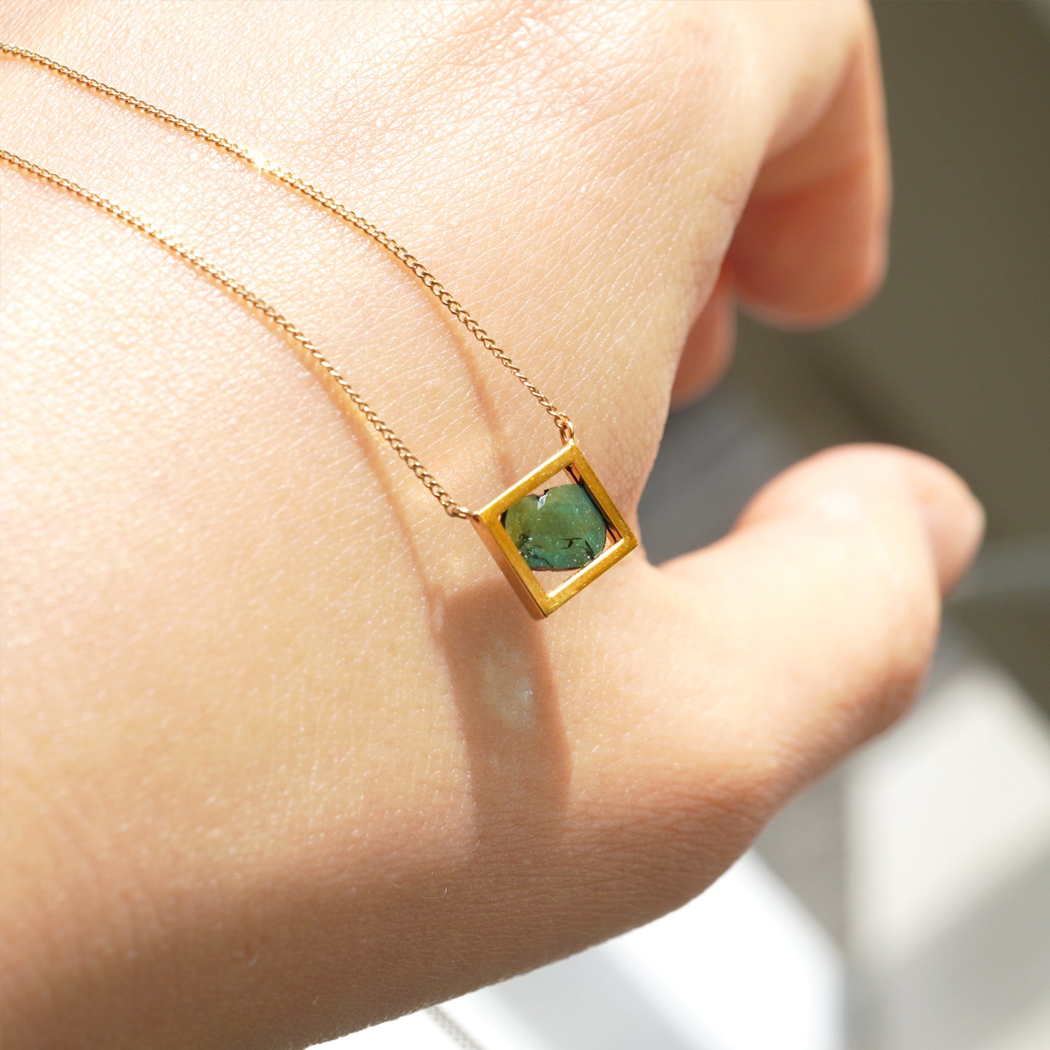 FRAME DIAMOND NECKLACE BLUE #3049