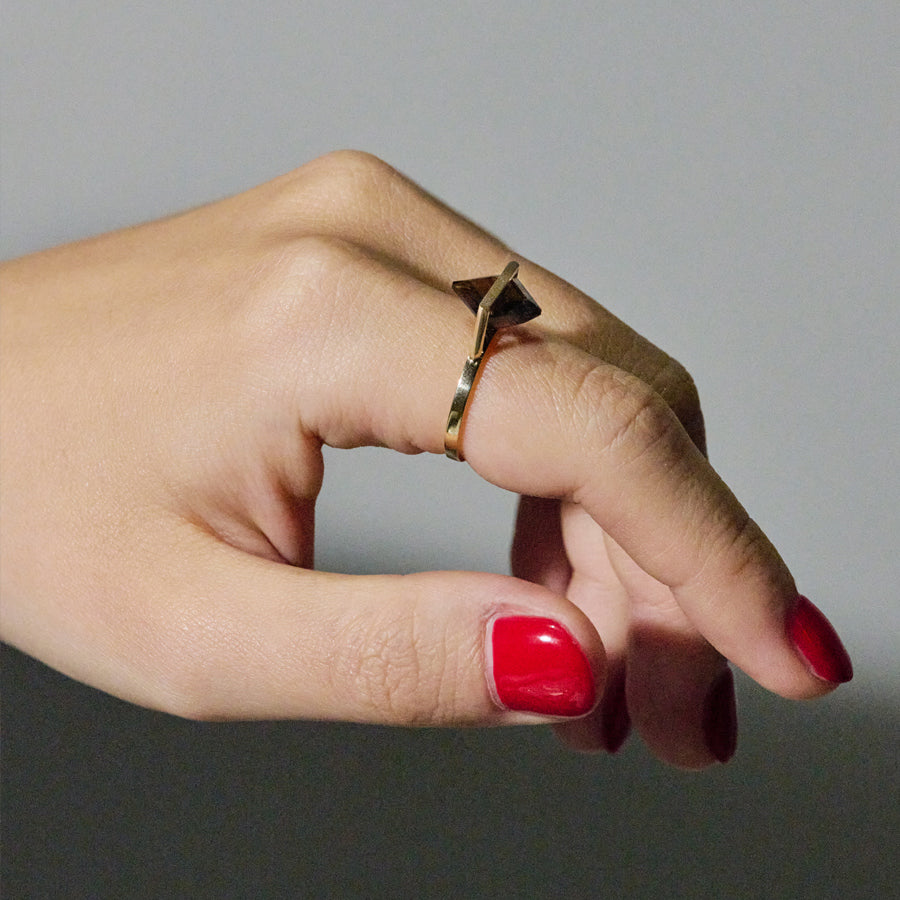 BAND RING SMOKY QUARTZ#4031