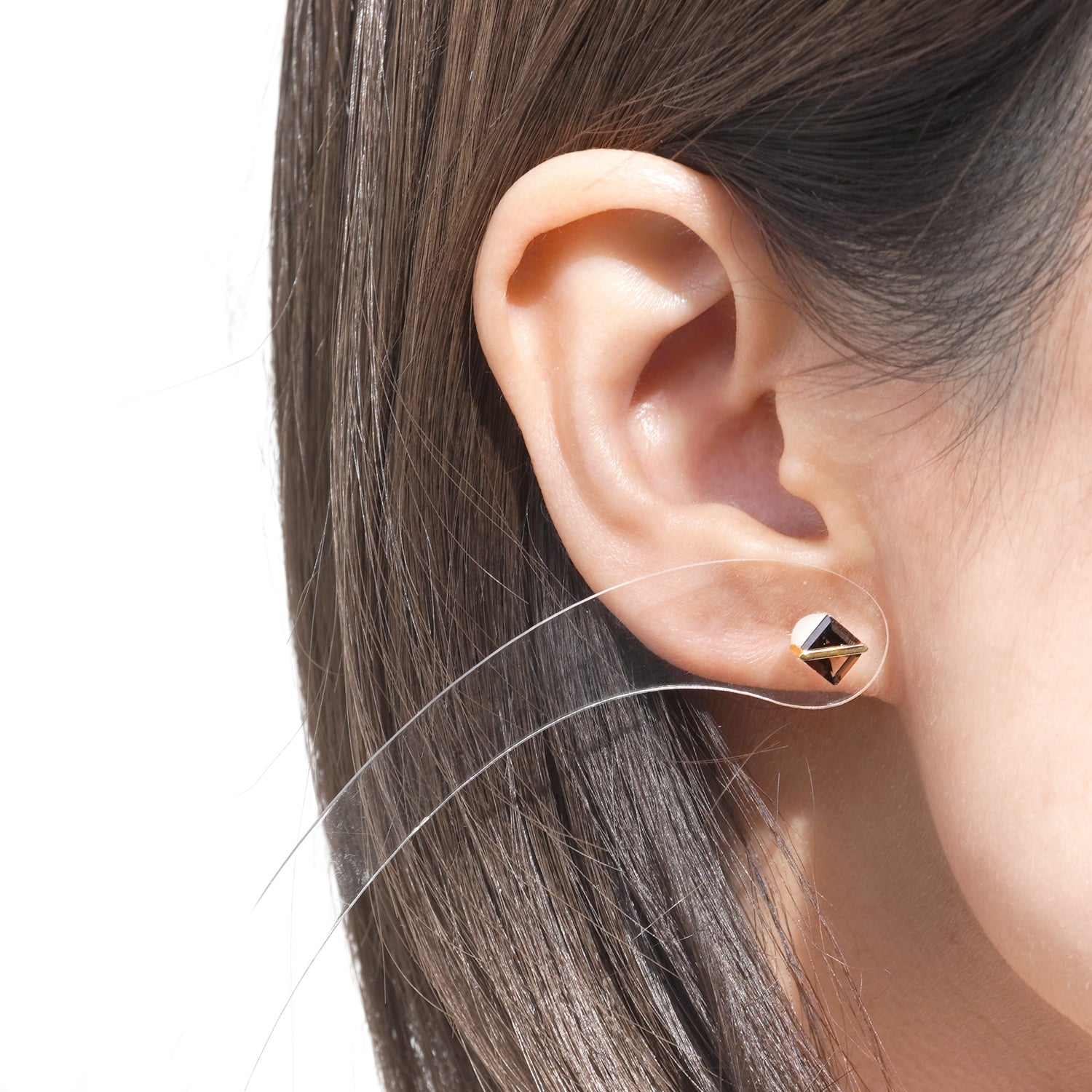 BAND EARRINGS SMOKY QUARTZ #3246