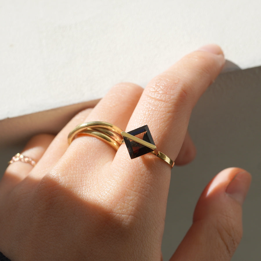 BAND RING SMOKY QUARTZ#3620