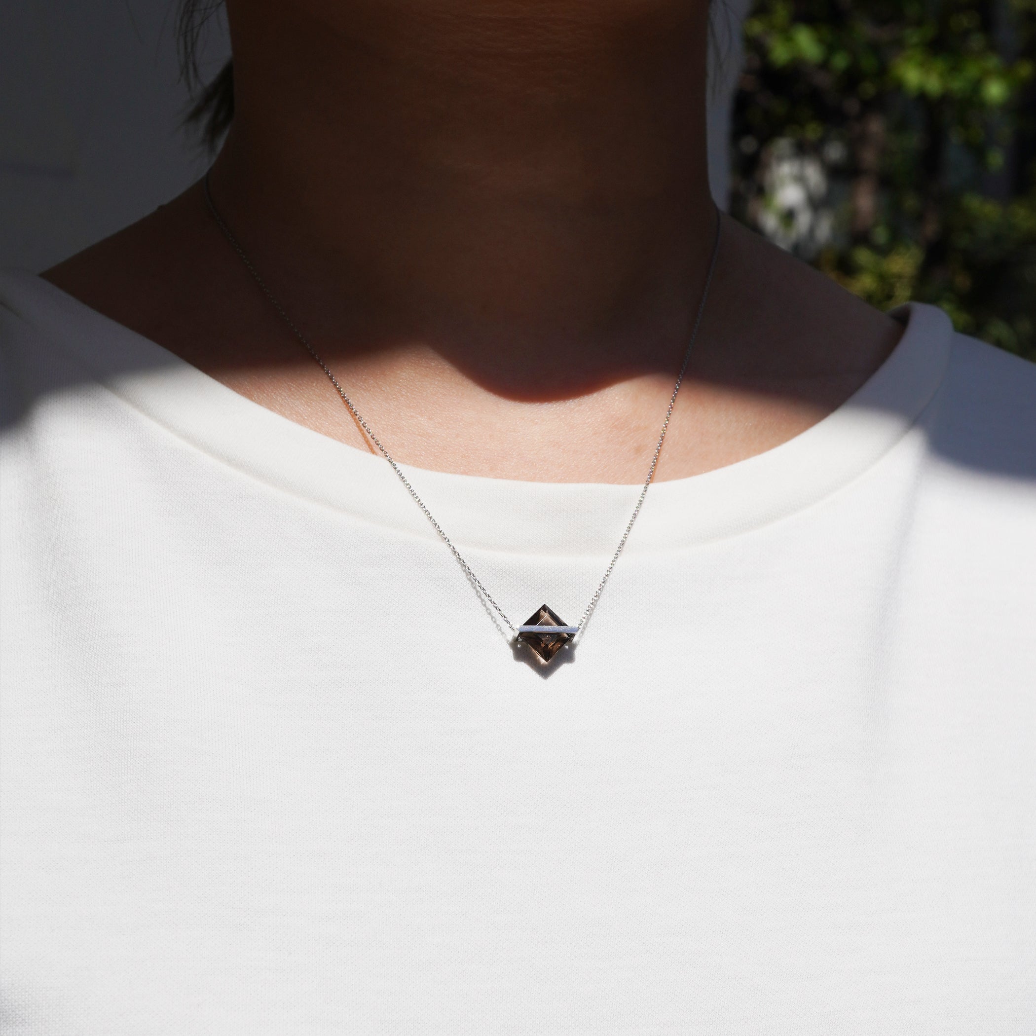 BAND NECKLACE SMOKY QUARTZ#3827