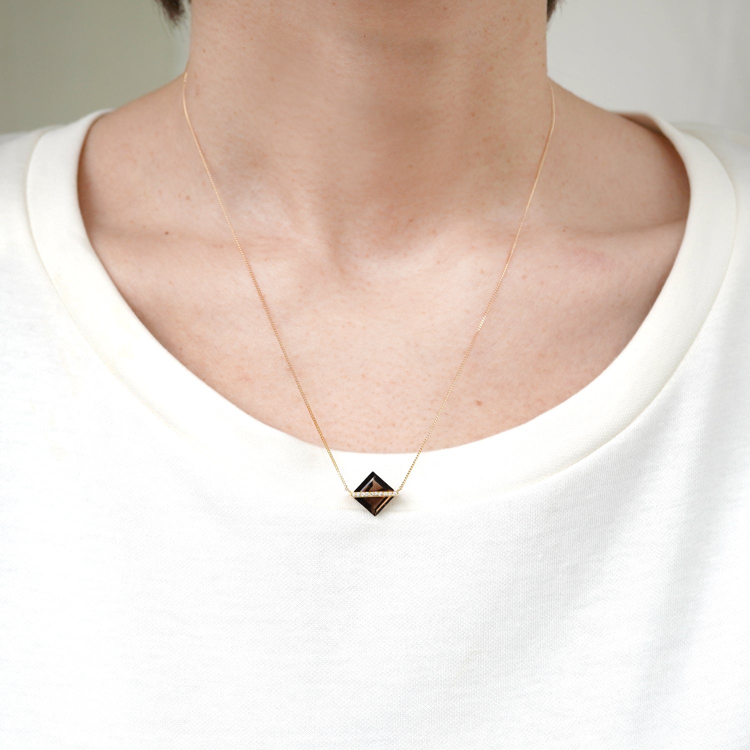 BAND NECKLACE SMOKY QUARTZ+DIAMOND #2846