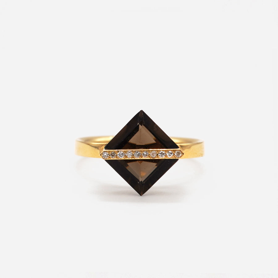 BAND RING SMOKY QUARTZ+DIAMOND #3700