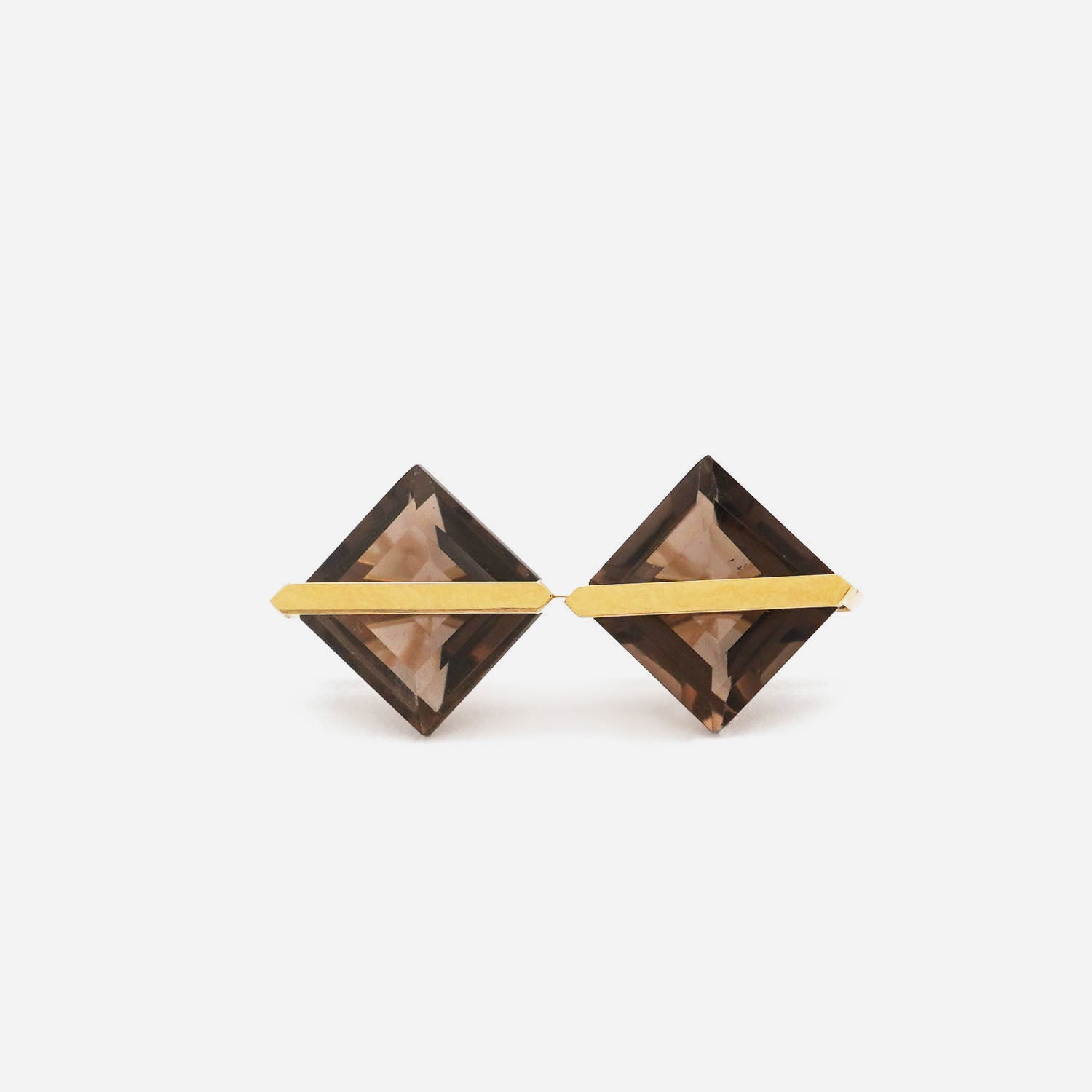 BAND EARRINGS SMOKY QUARTZ #3956