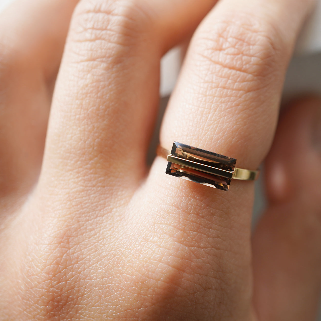 BAND RING SMOKY QUARTZ#3617