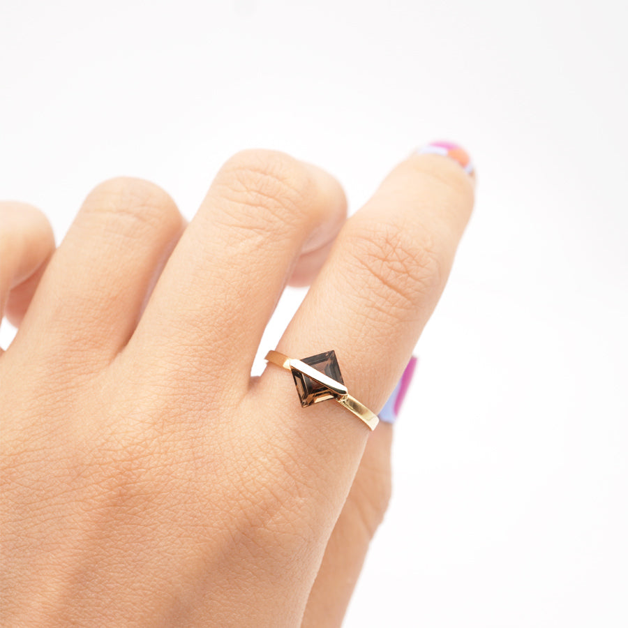 BAND RING SMOKY QUARTZ#3111