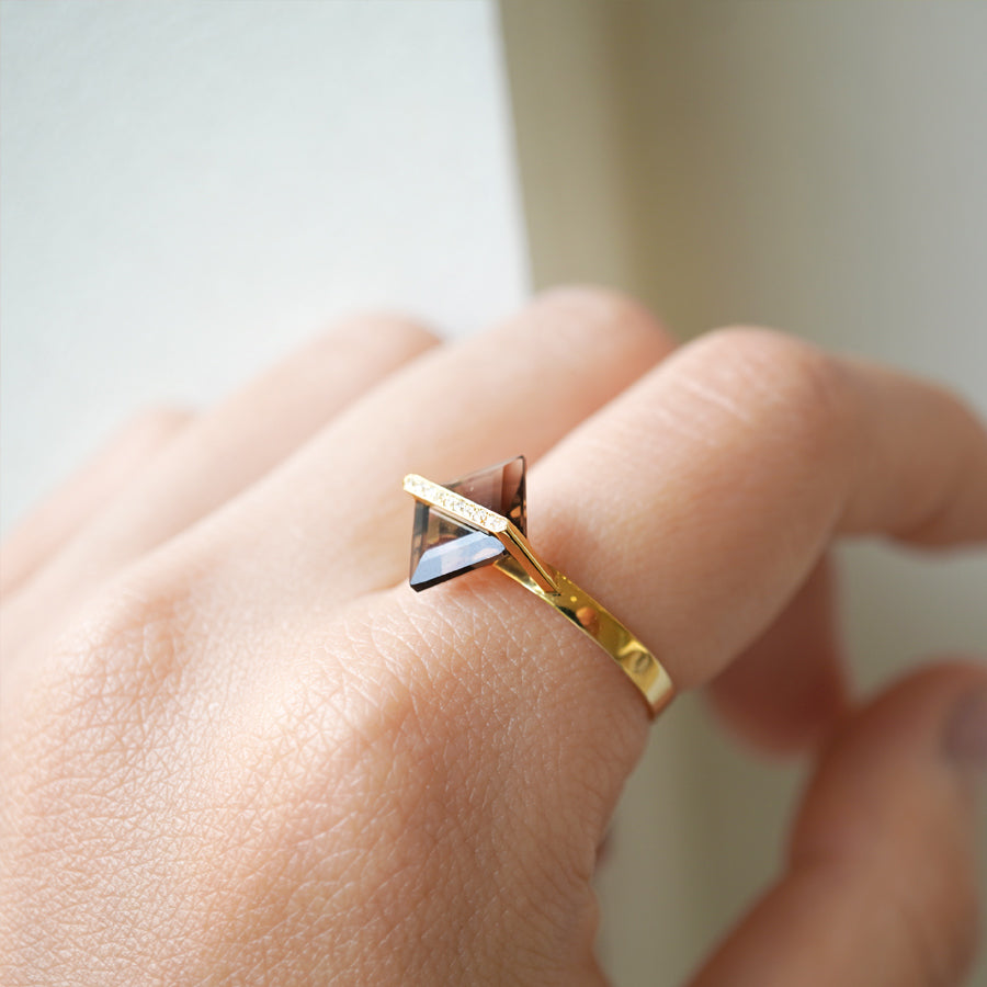 BAND RING SMOKY QUARTZ+DIAMOND #3700