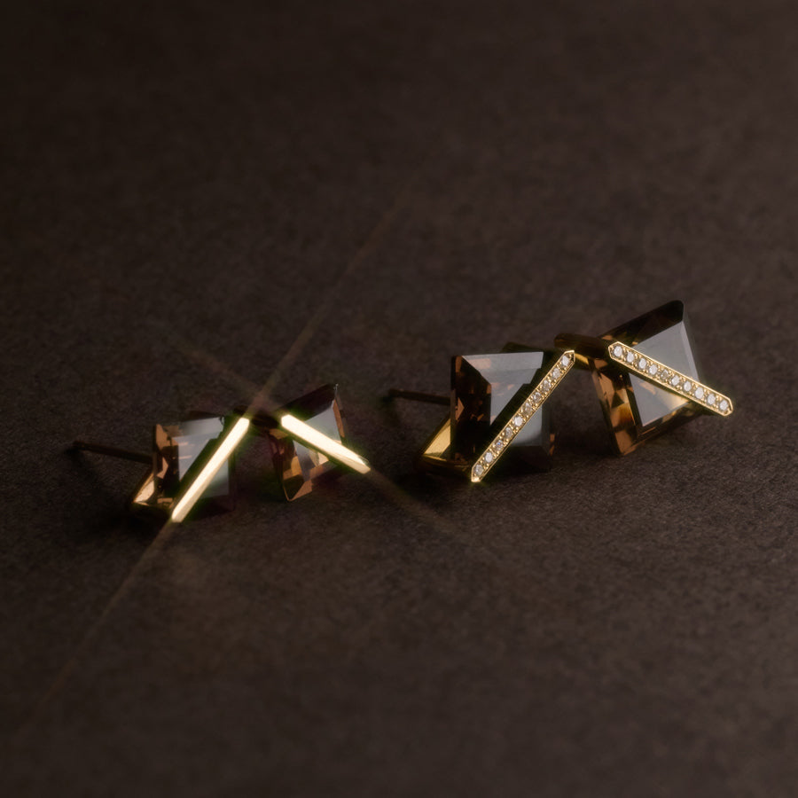 BAND EARRINGS SMOKY QUARTZ #3985