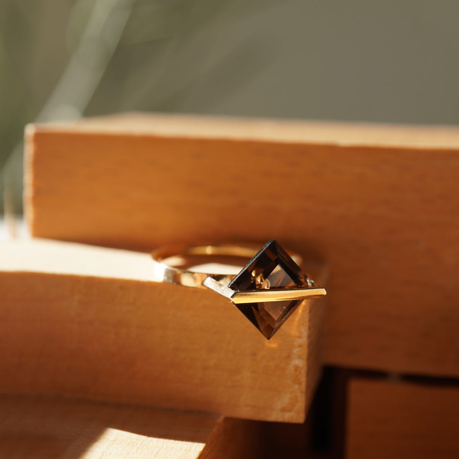 BAND RING SMOKY QUARTZ#4031