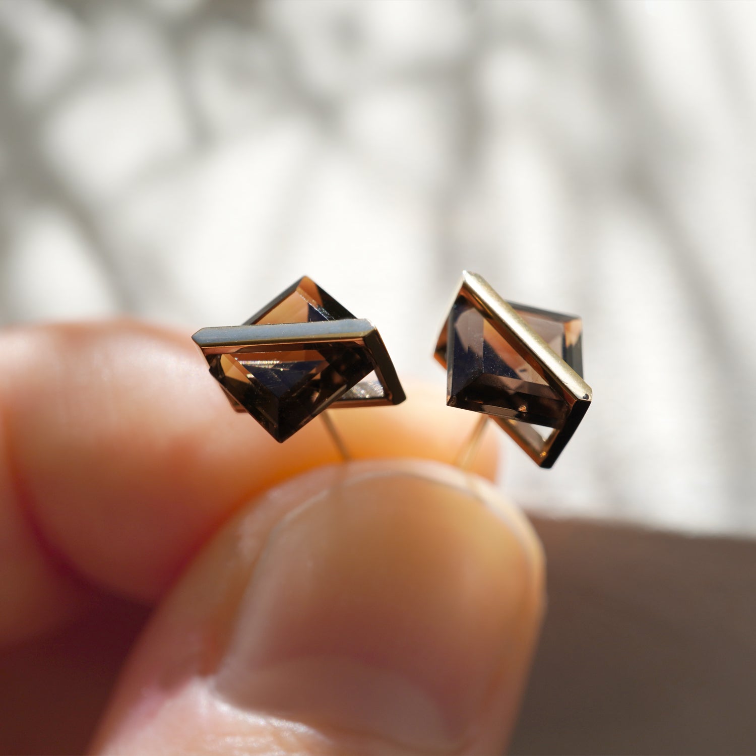 BAND EARRINGS SMOKY QUARTZ #3732