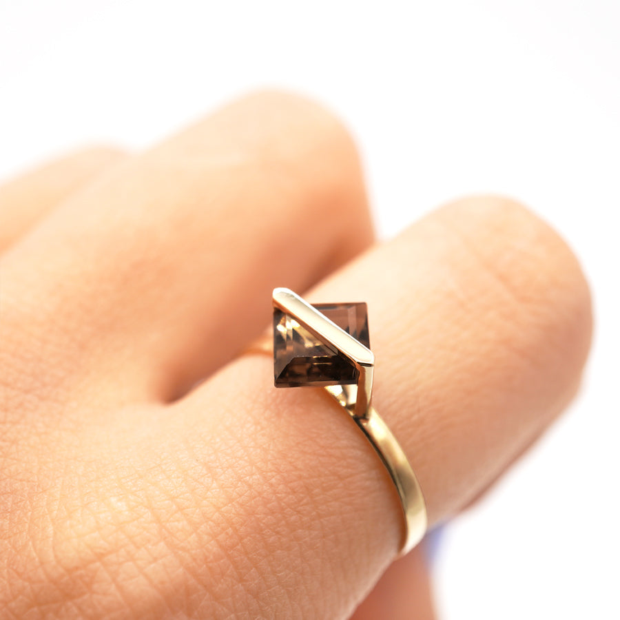 BAND RING SMOKY QUARTZ#3111