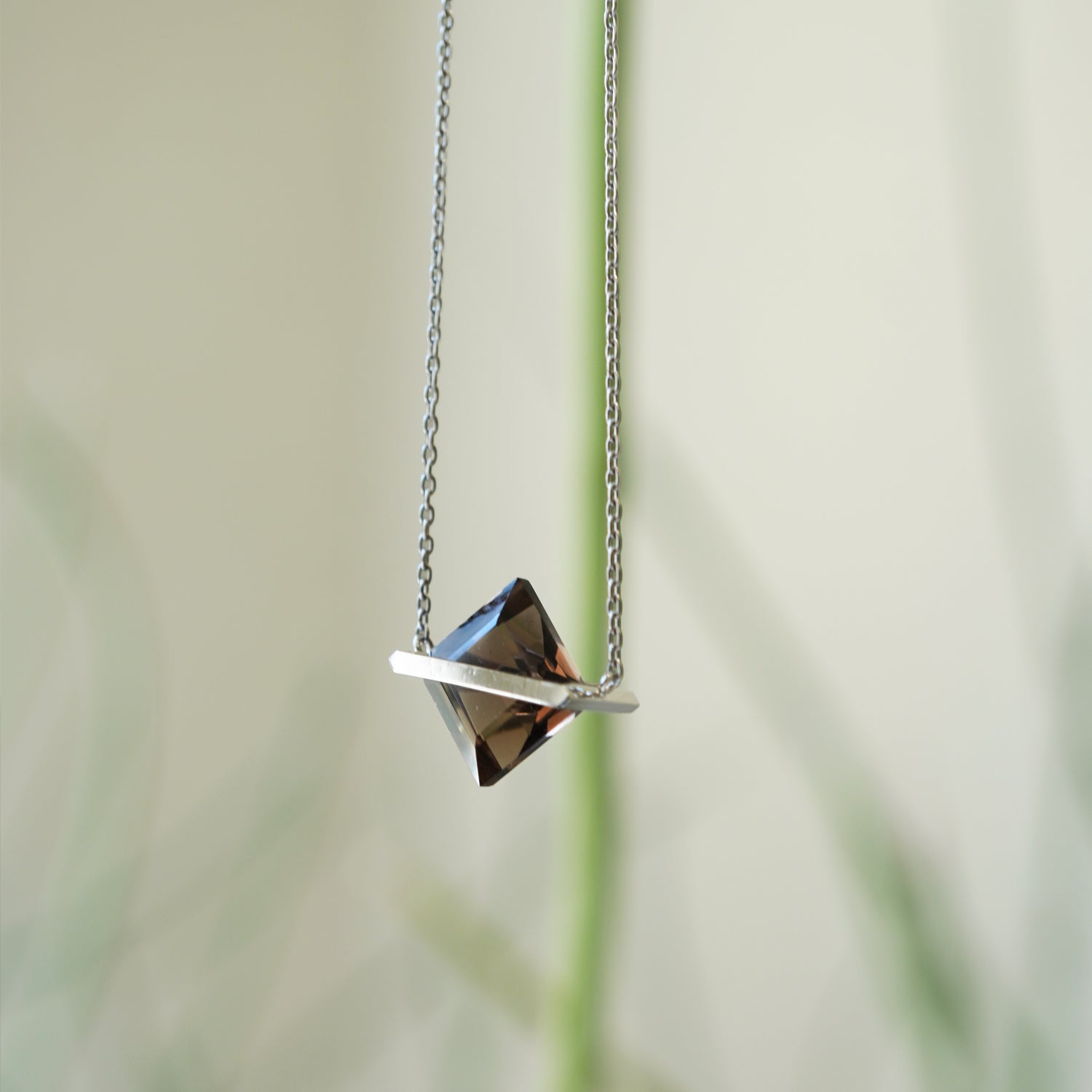 BAND NECKLACE SMOKY QUARTZ#3827