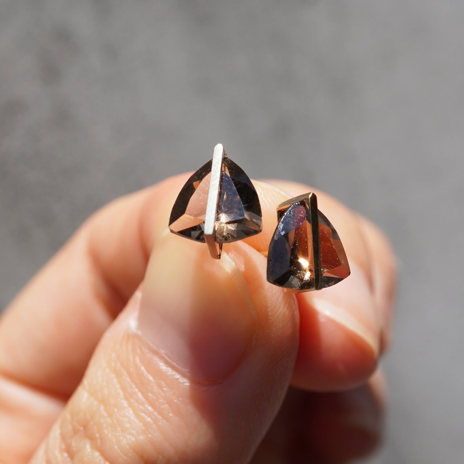 BAND EARRINGS SMOKY QUARTZ #4216