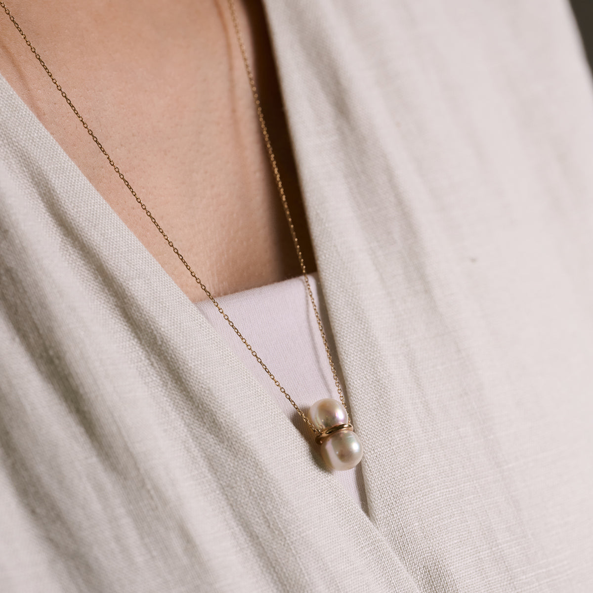 TWIN PEARL NECKLACE L