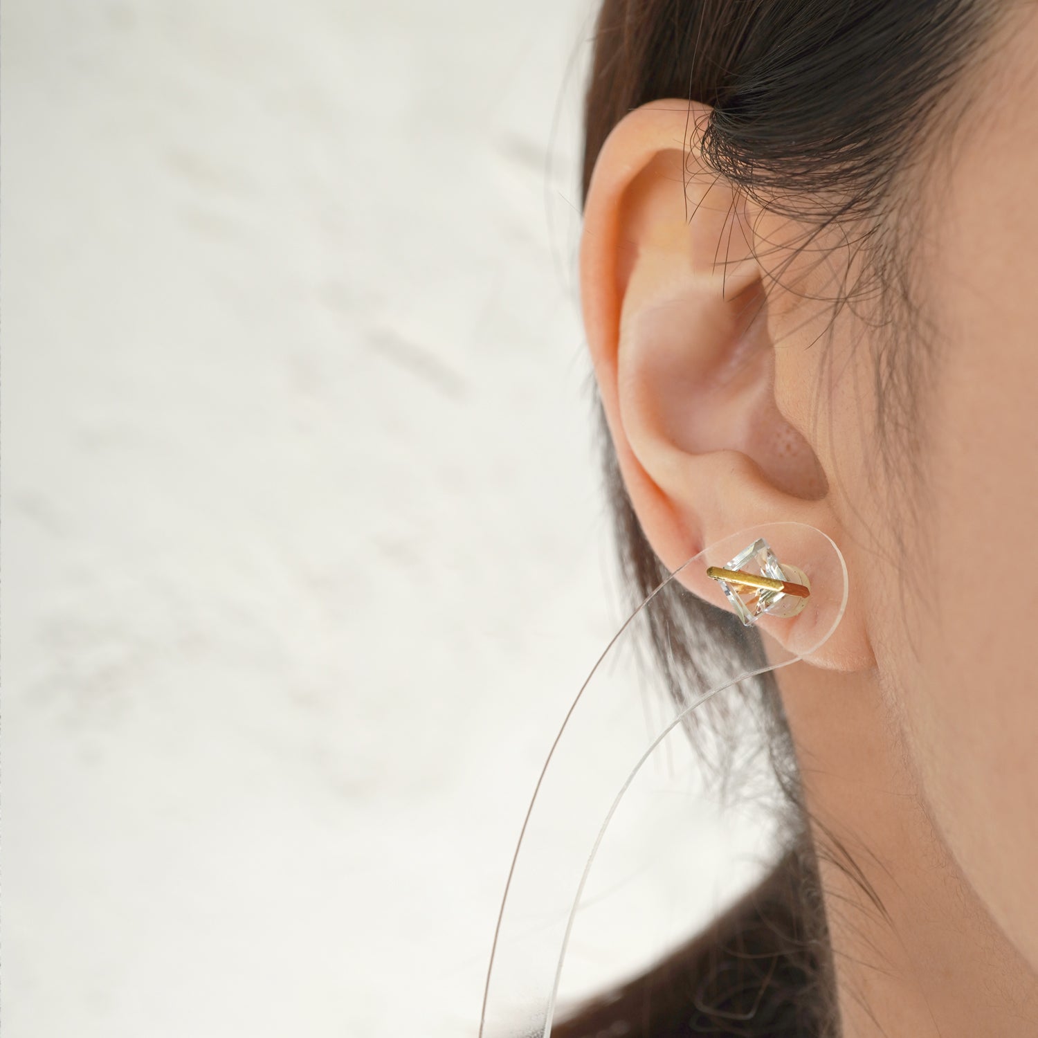 BAND EARRINGS WHITE TOPAZ #3461