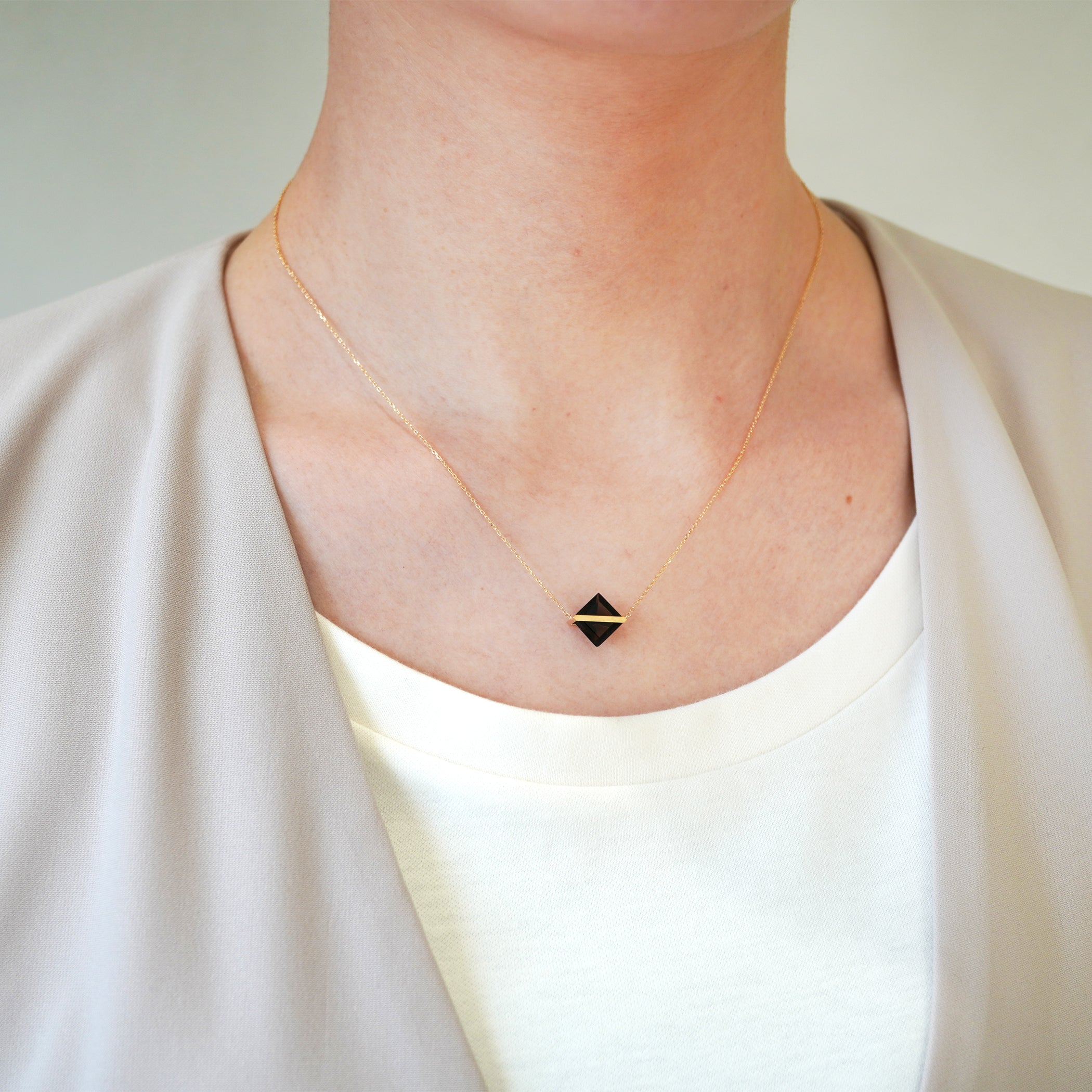 BAND NECKLACE SMOKY QUARTZ #2605