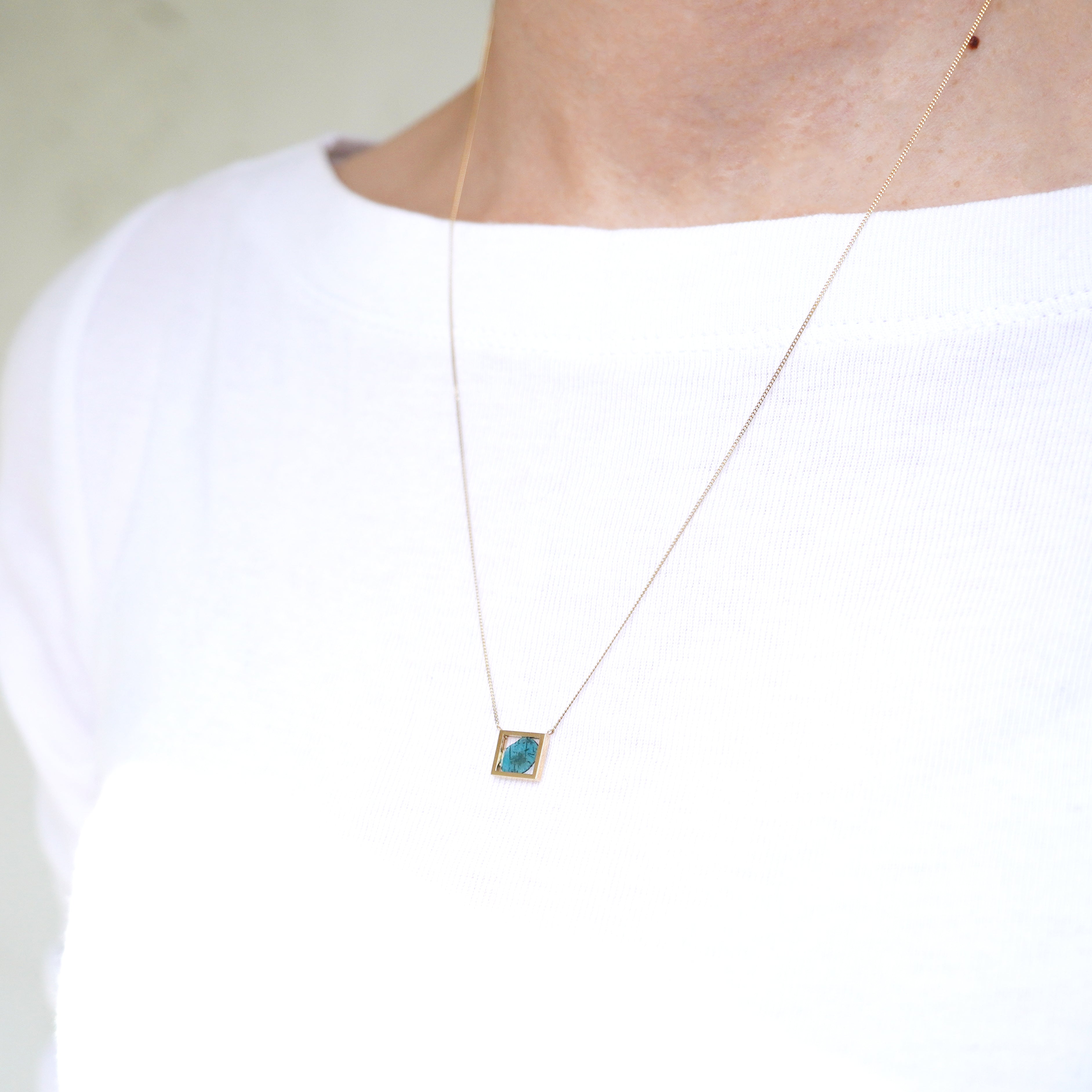 FRAME DIAMOND NECKLACE BLUE #2475