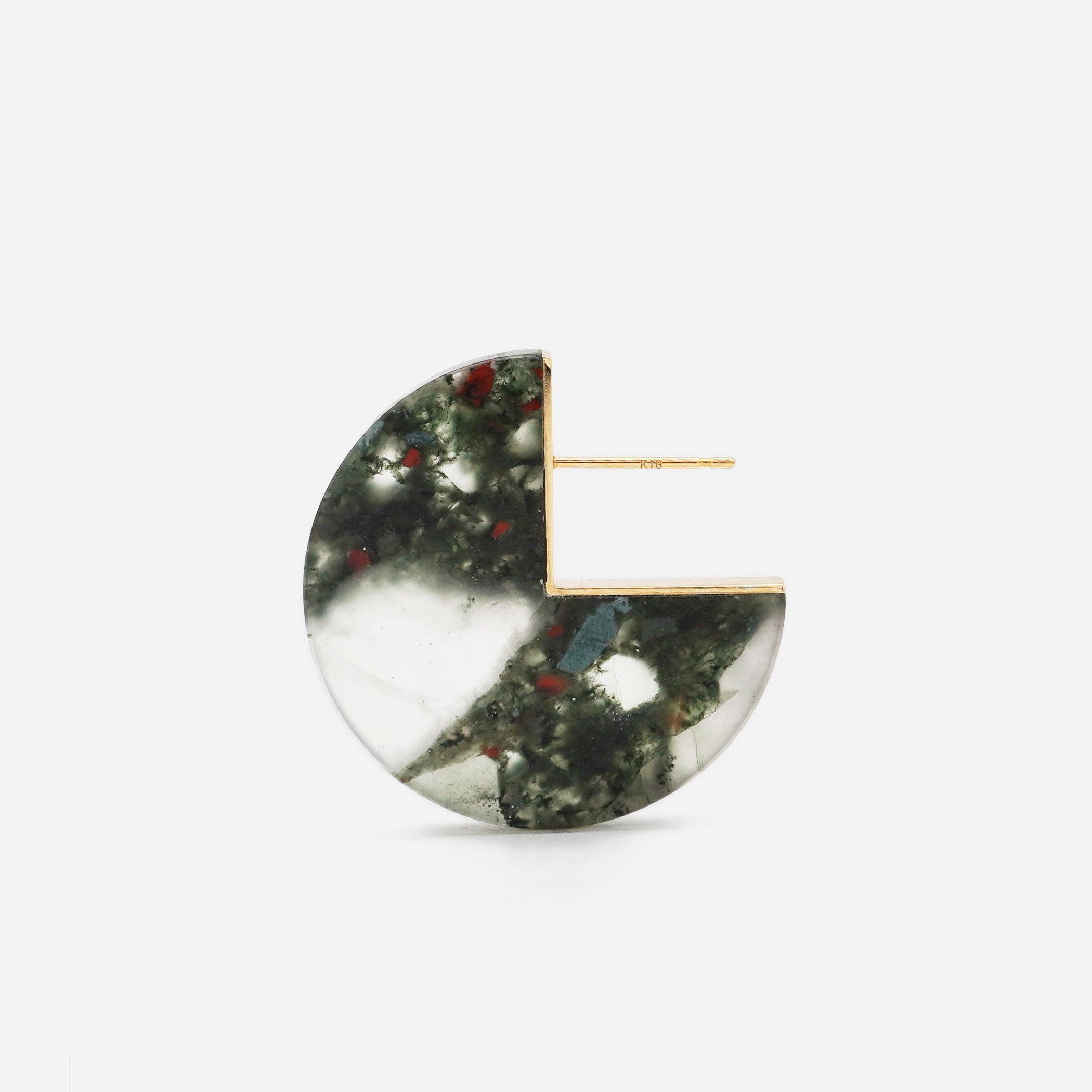SLICE EARRING SINGLE BLOODSTONE #2753