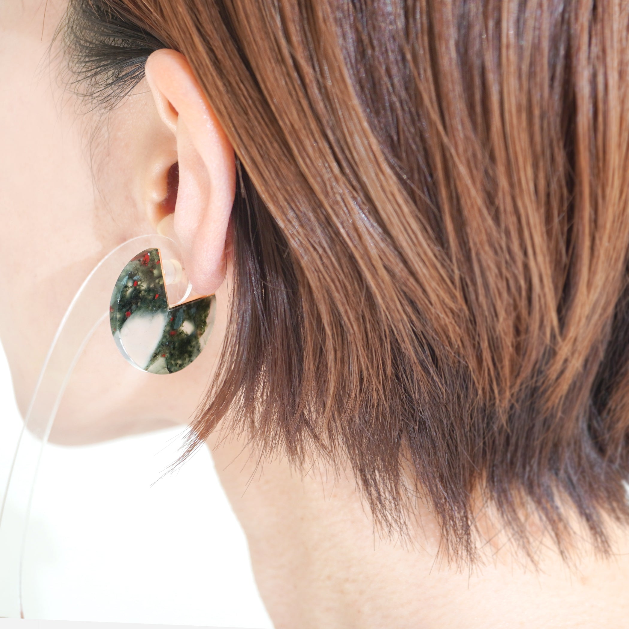 SLICE EARRING SINGLE BLOODSTONE #2753