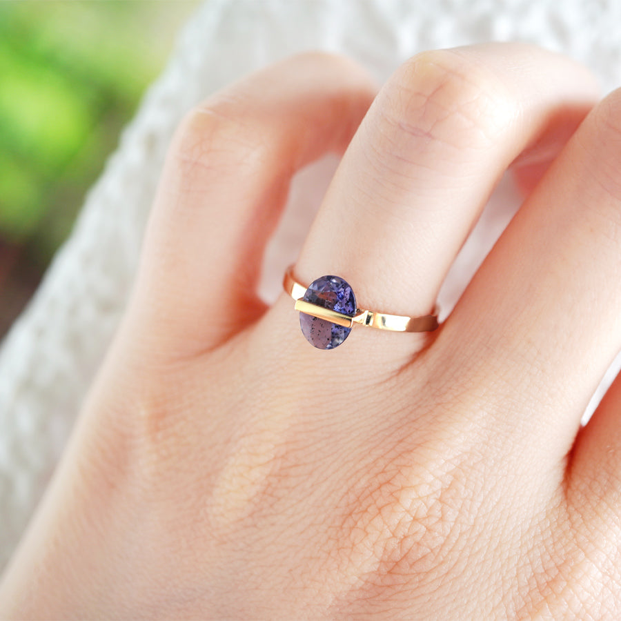 BAND RING IOLITE SUNSTONE #2189