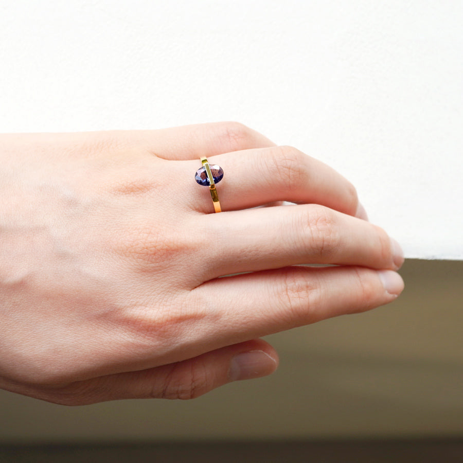 BAND RING IOLITE SUNSTONE #2189