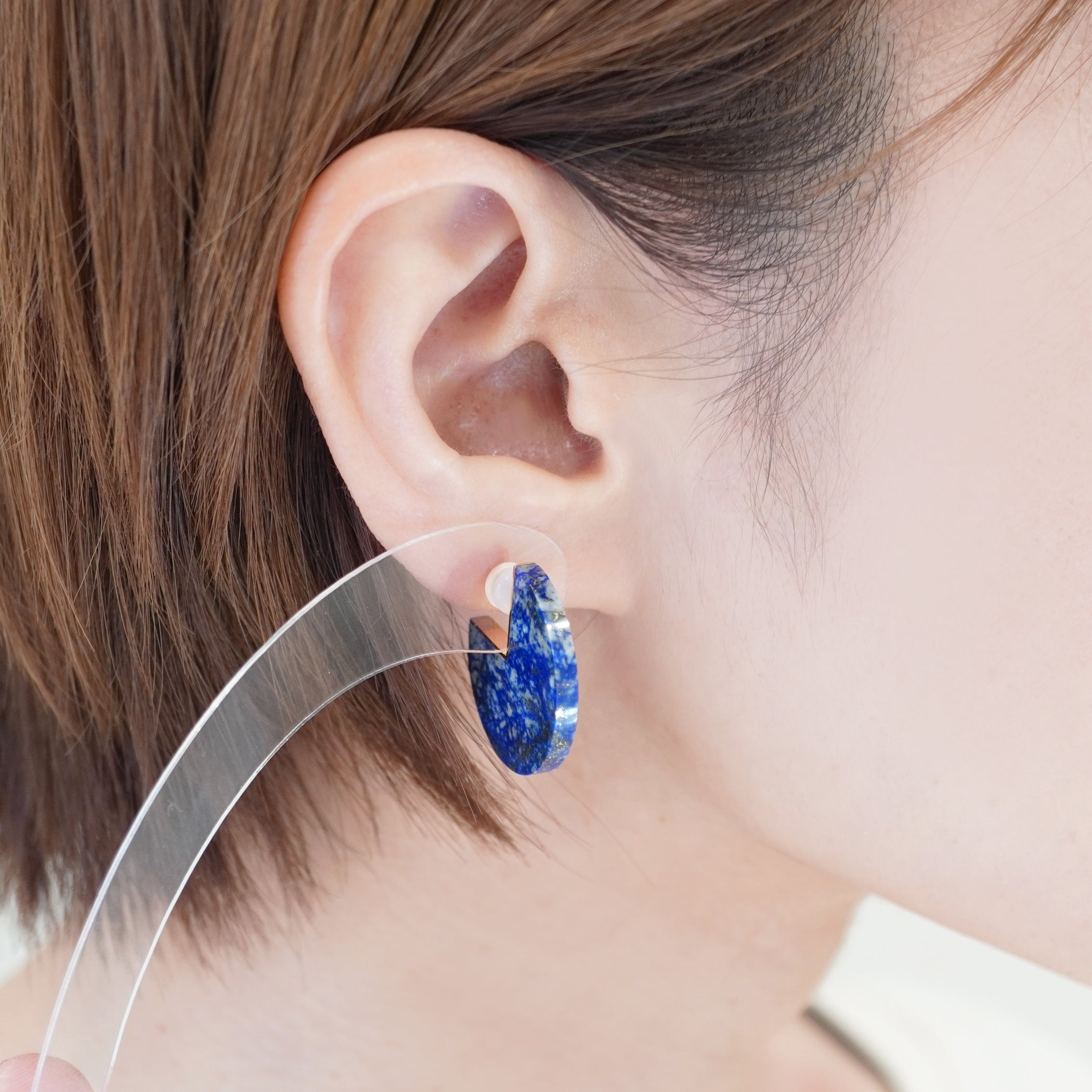 SLICE EARRING PAIR LAPIS LAZULI #1533