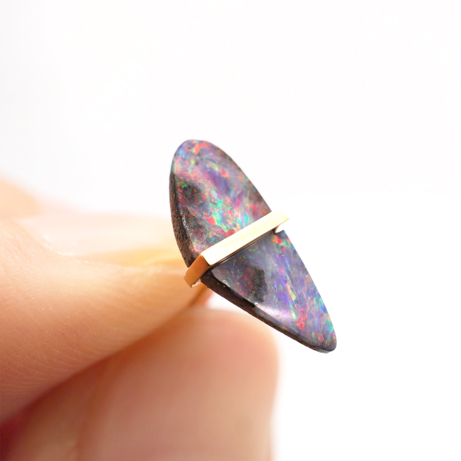 BAND SINGLE EARRING BOULDER OPAL #2675
