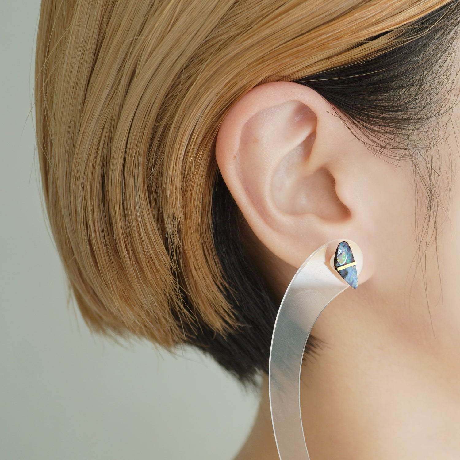 BAND SINGLE EARRING BOULDER OPAL #2675