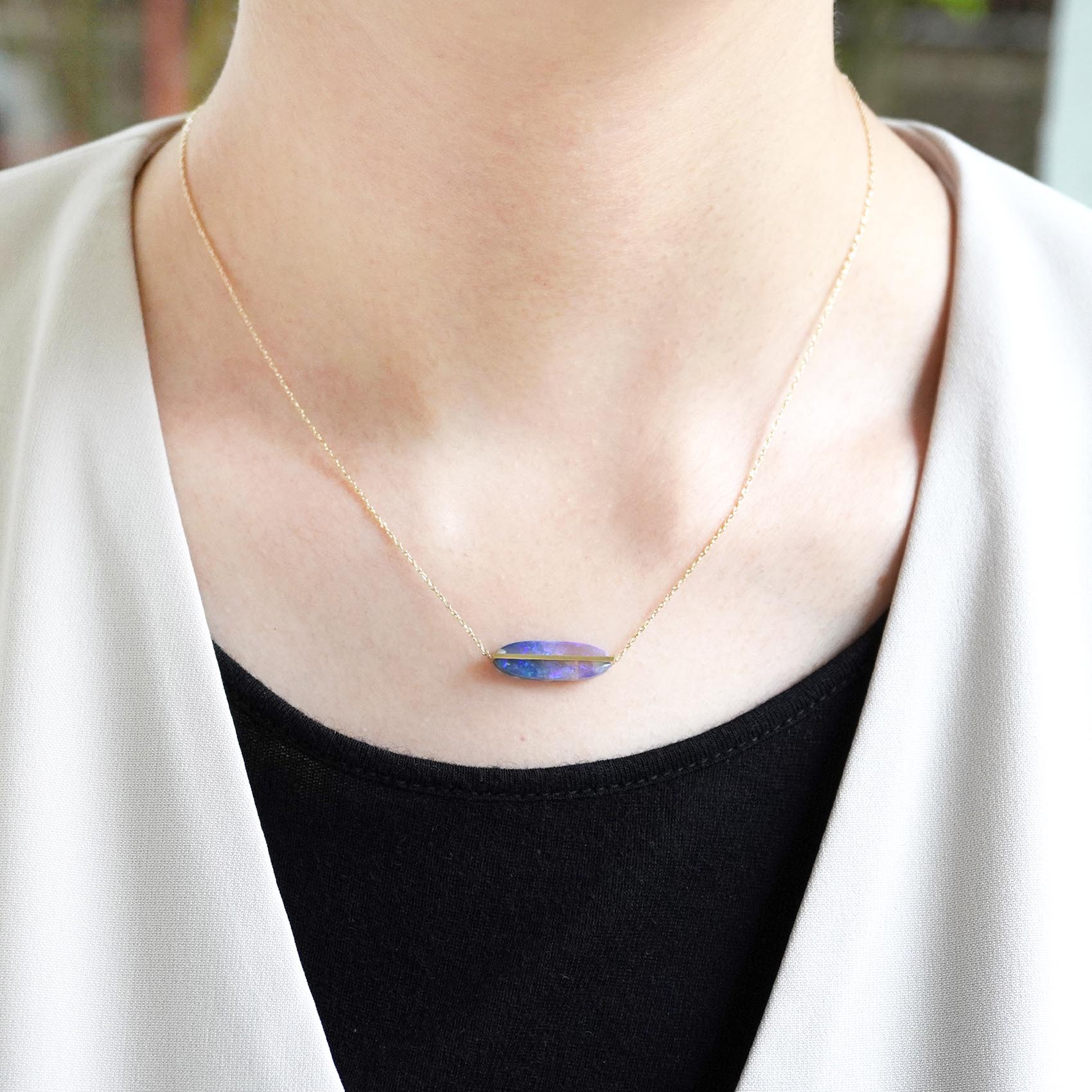 BAND NECKLACE BLACK OPAL #2191