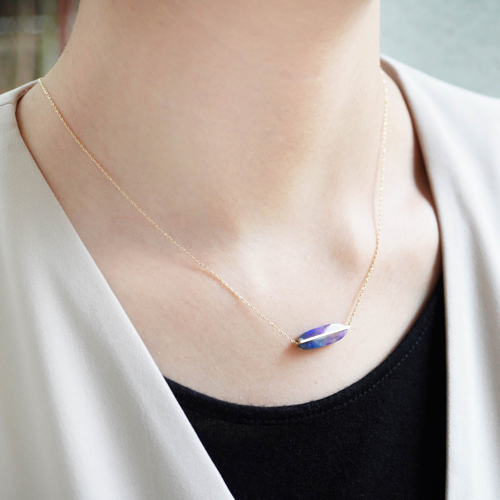 BAND NECKLACE BLACK OPAL #2191