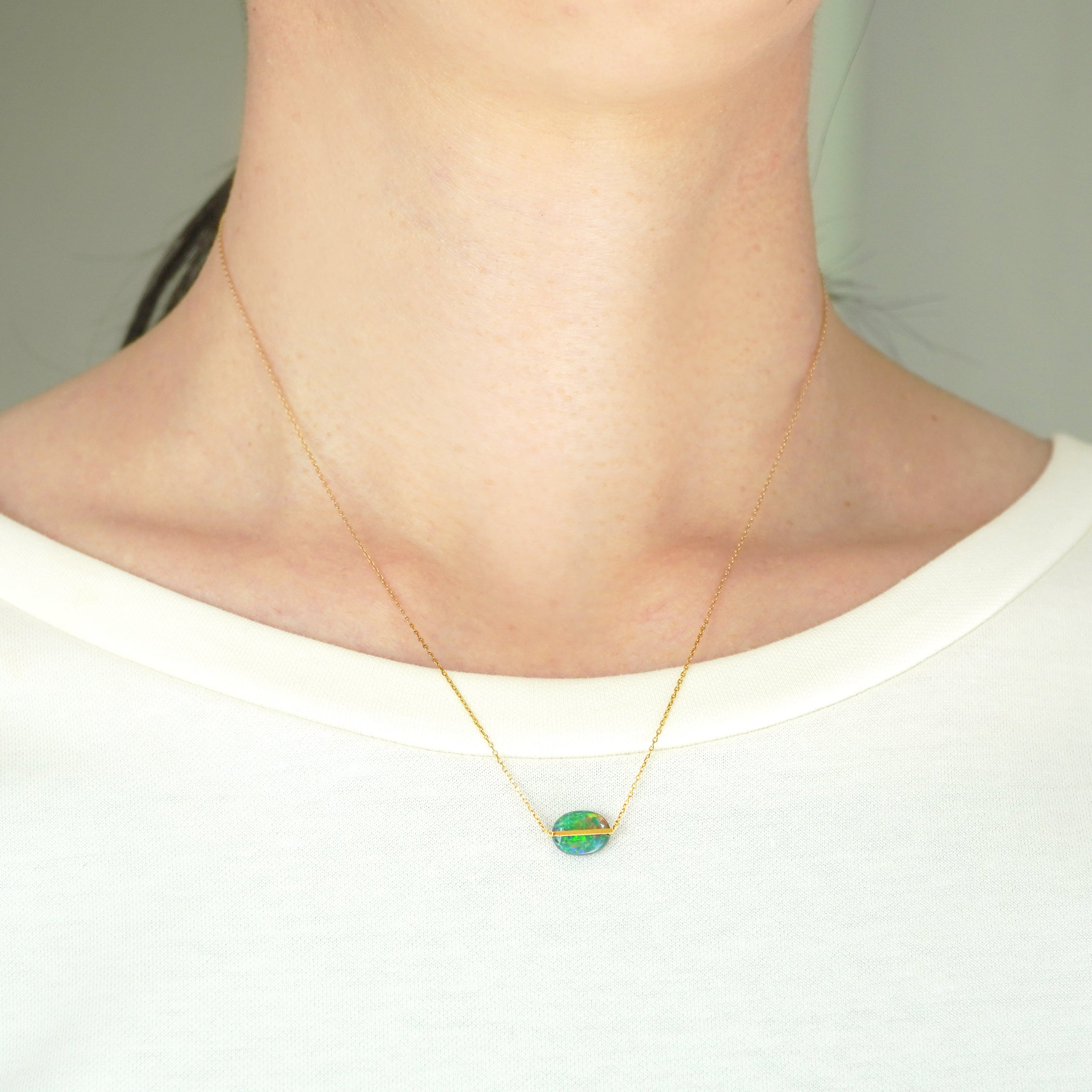 BAND NECKLACE BLACK OPAL #2359