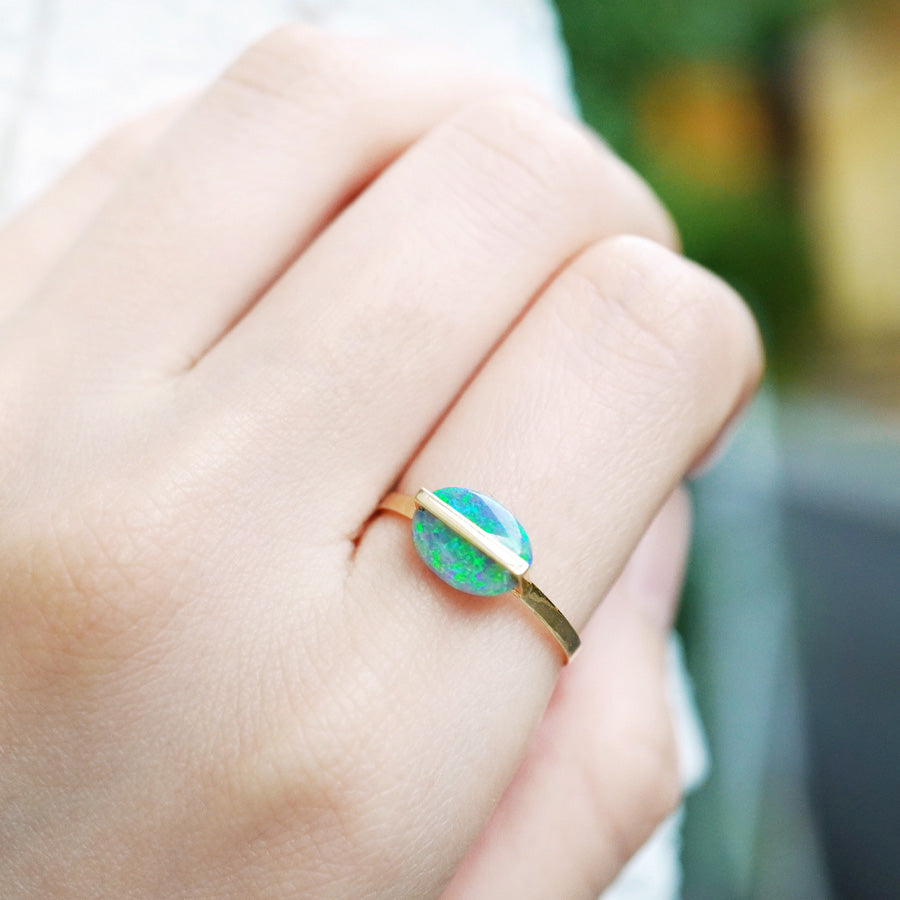 BAND RING BLACK OPAL #2037