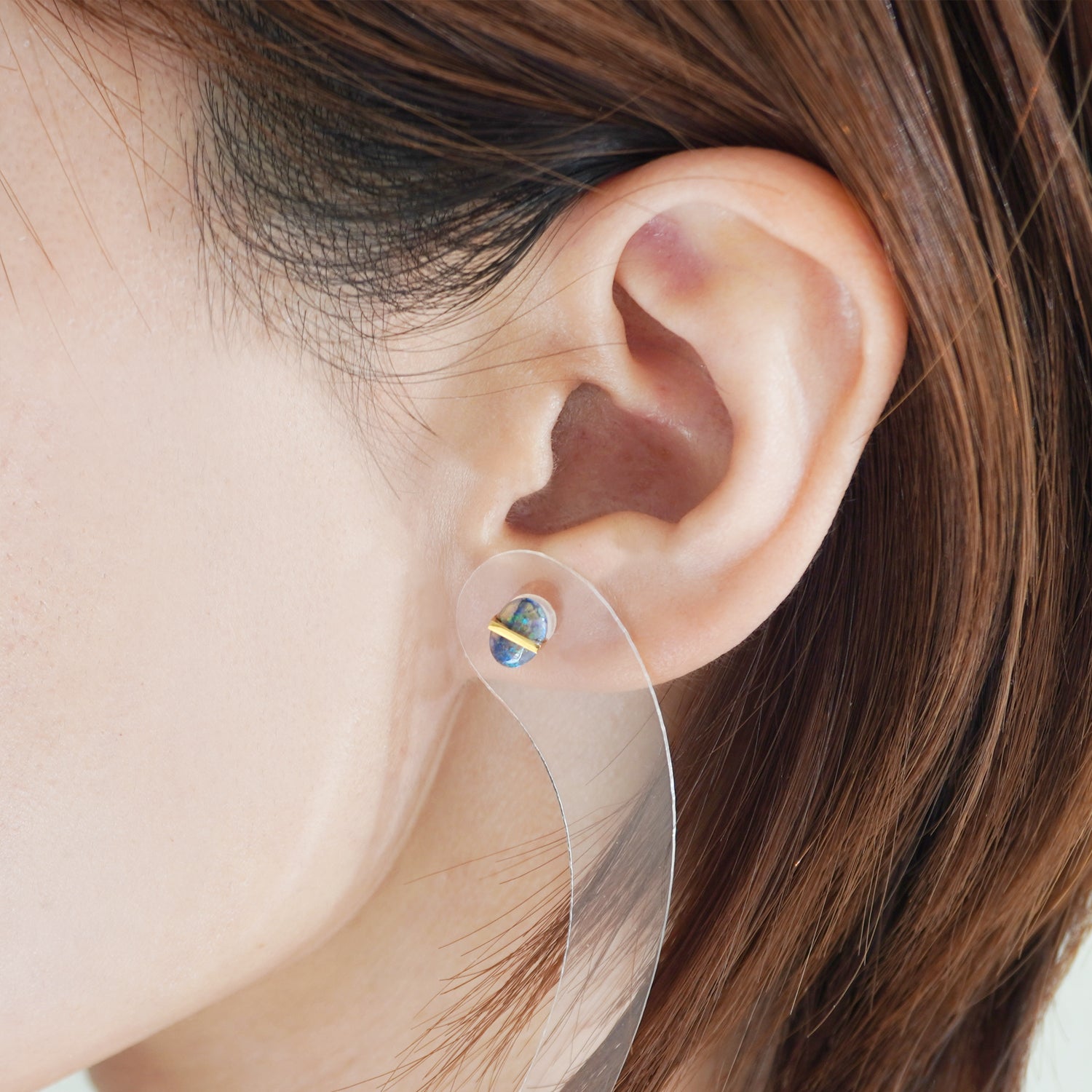 BAND SINGLE EARRING BLACK OPAL #2669