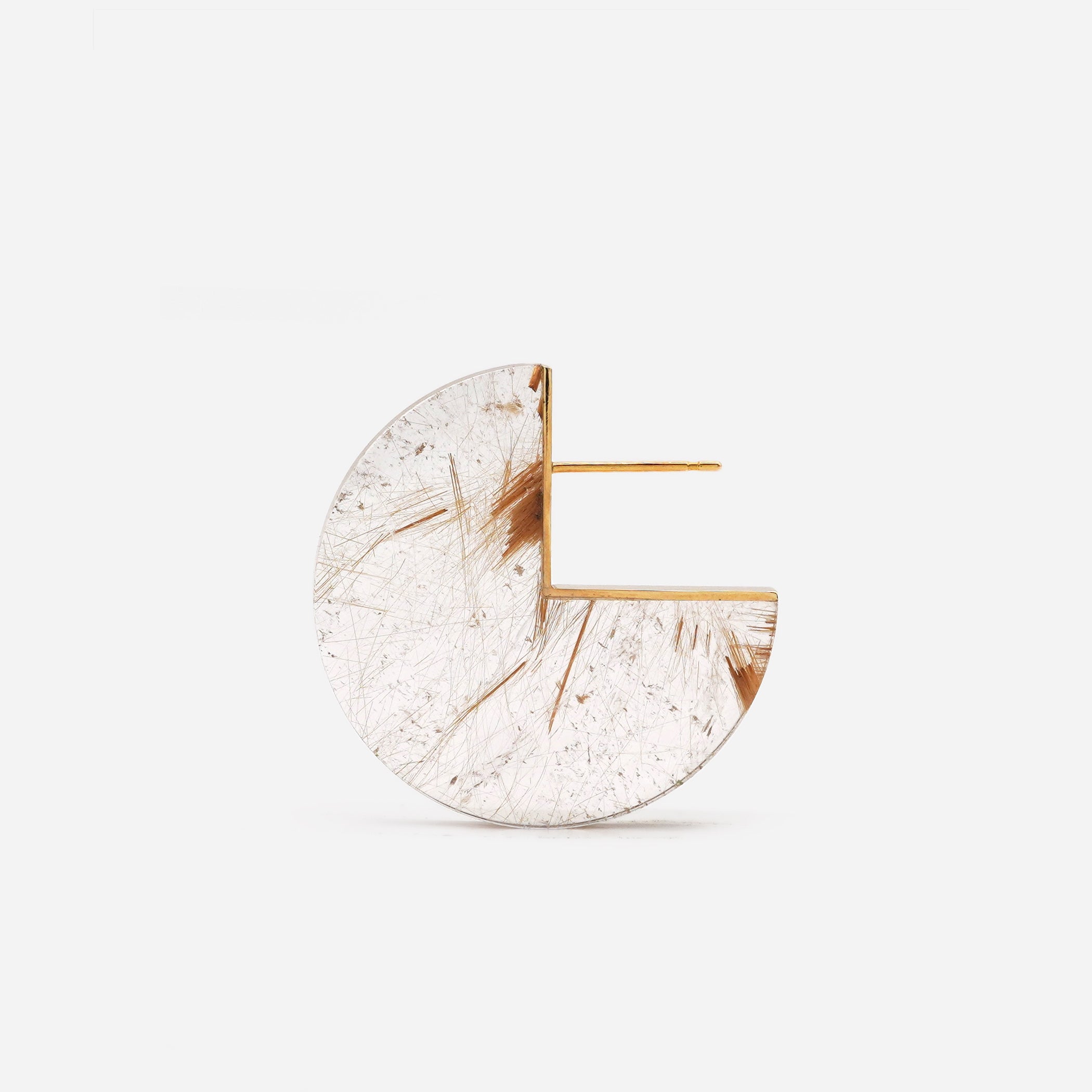 SLICE EARRING SINGLE RUTILELATED QUARTZ #723