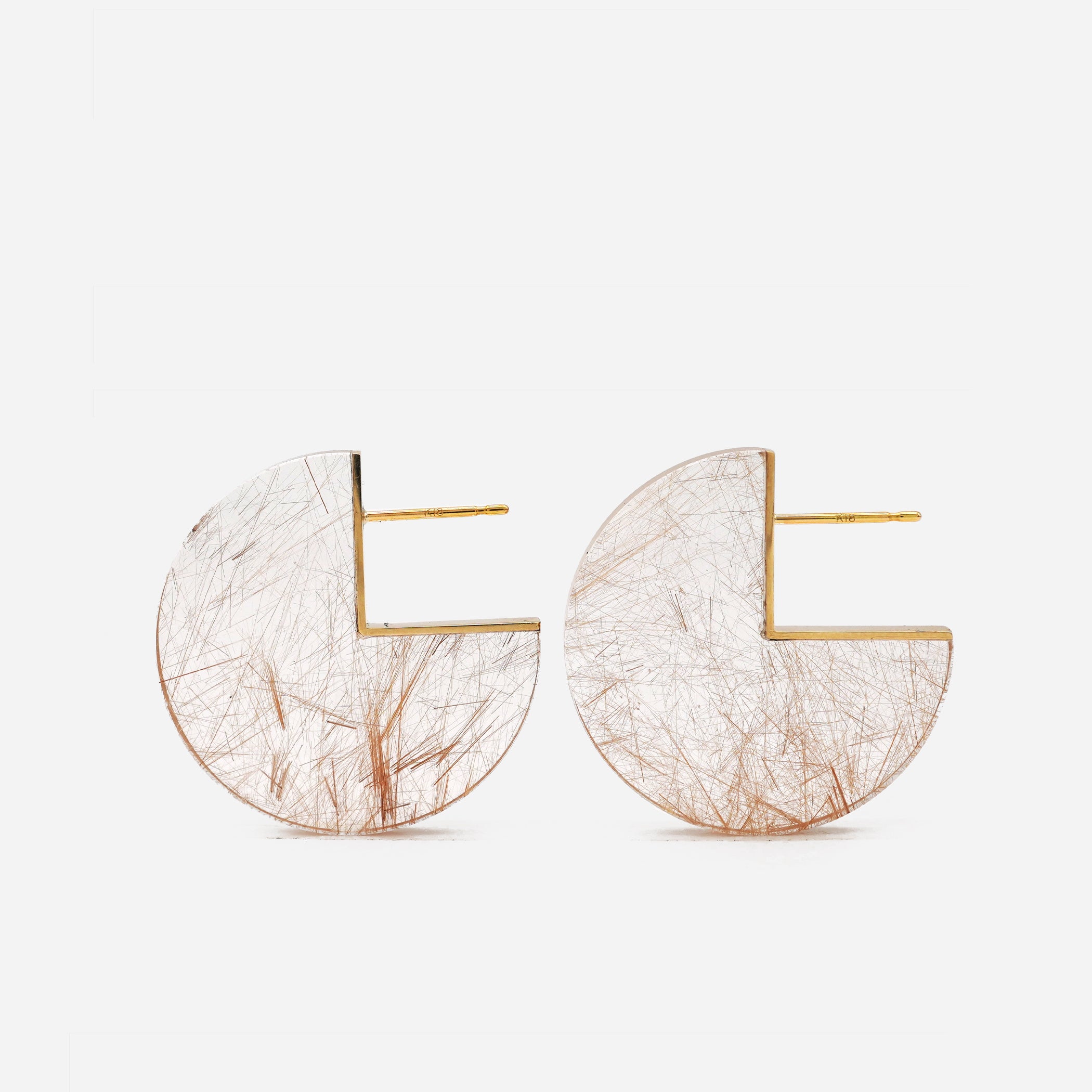 SLICE EARRINGS PAIR RUTILELATED QUARTZ #2143