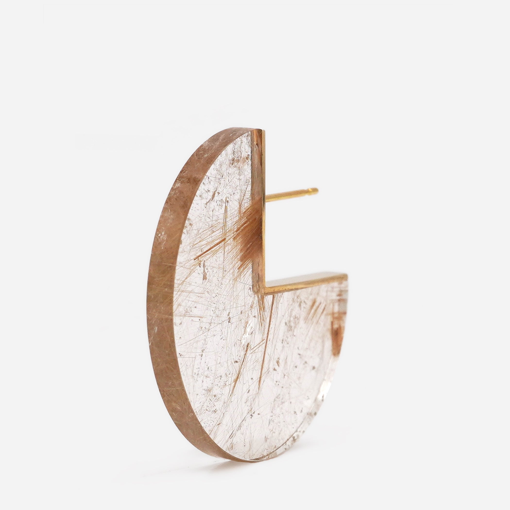 SLICE EARRING SINGLE RUTILELATED QUARTZ #723